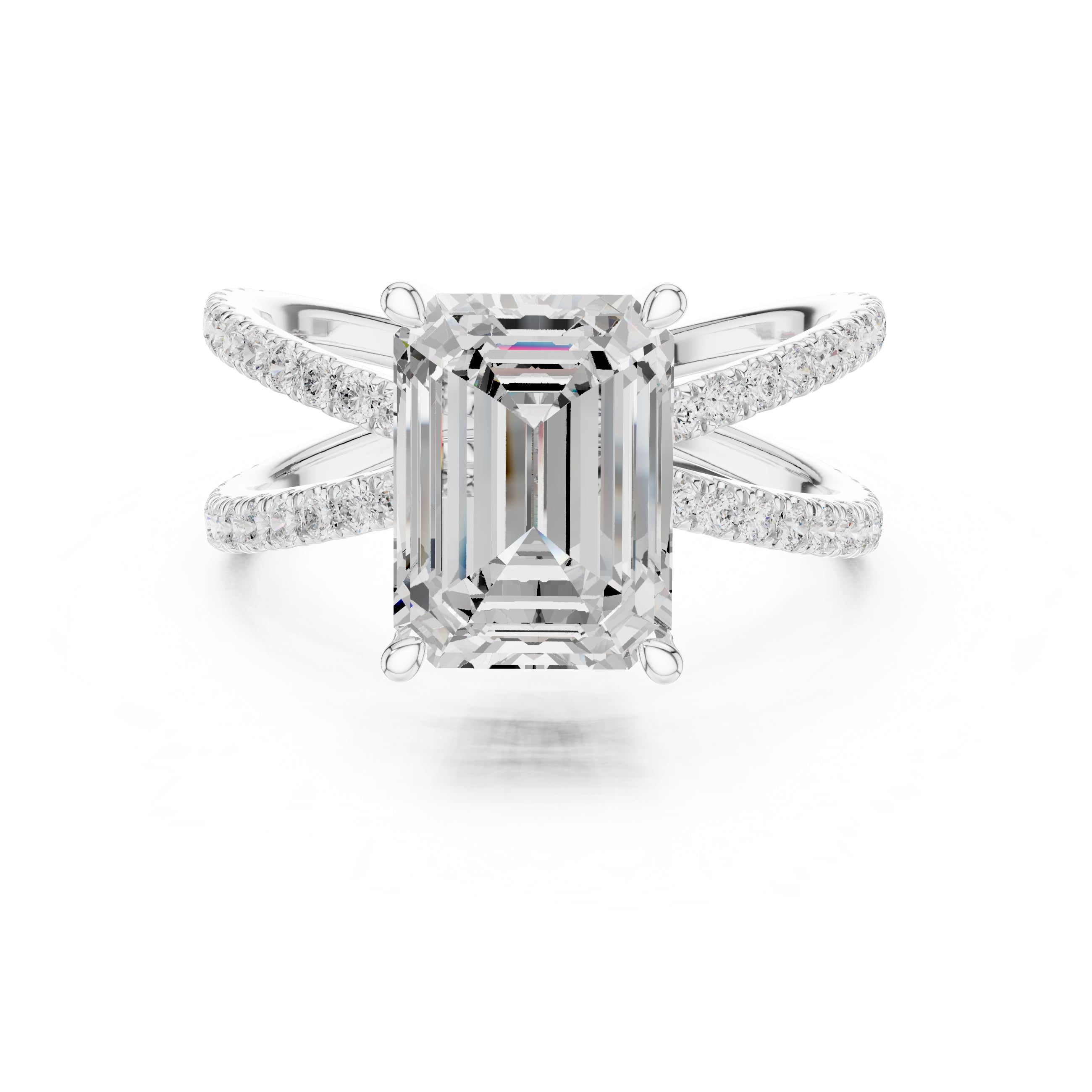 The Entwined Embrace Ring 2.5ct White Gold Emerald