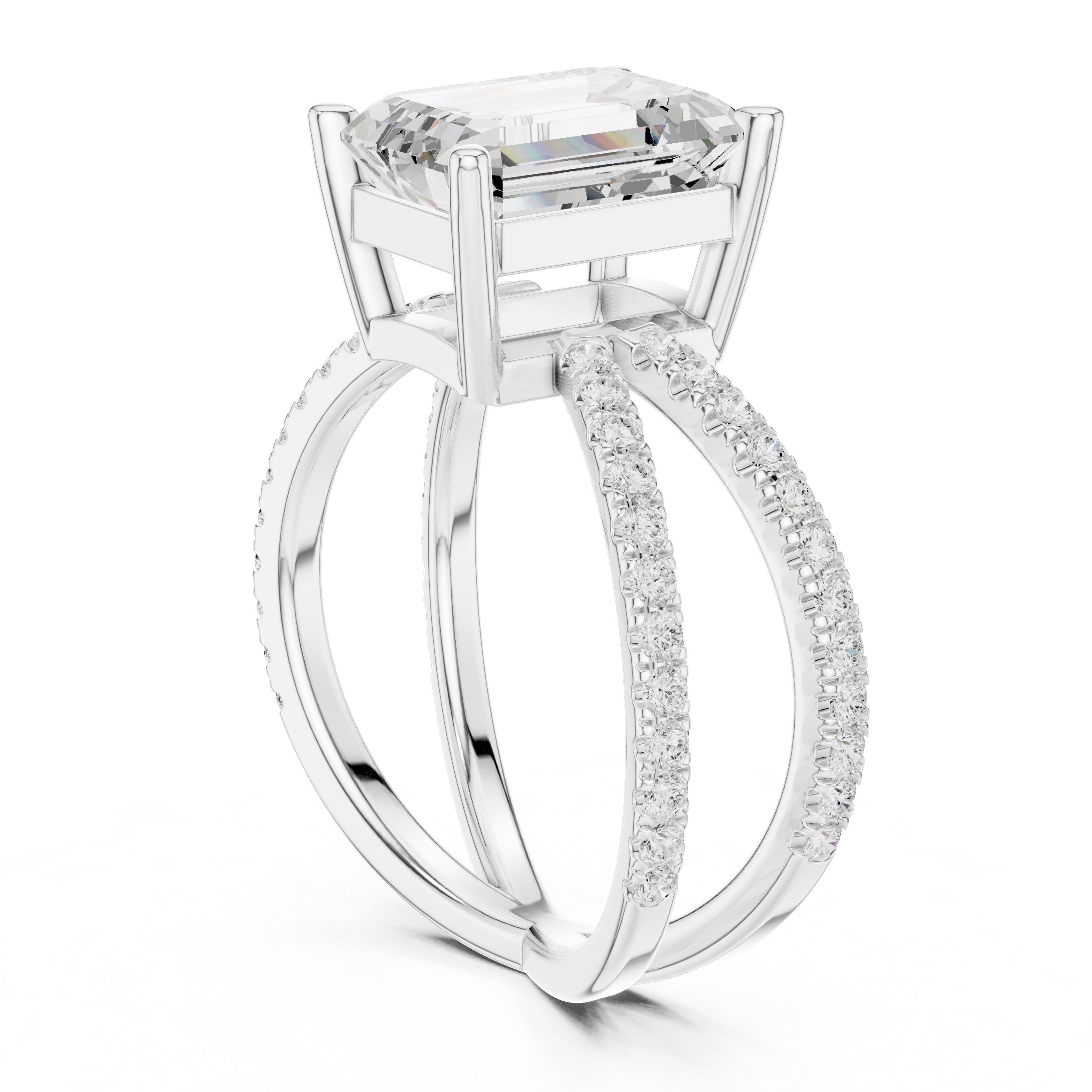 The Entwined Embrace Ring 2.5ct White Gold Emerald