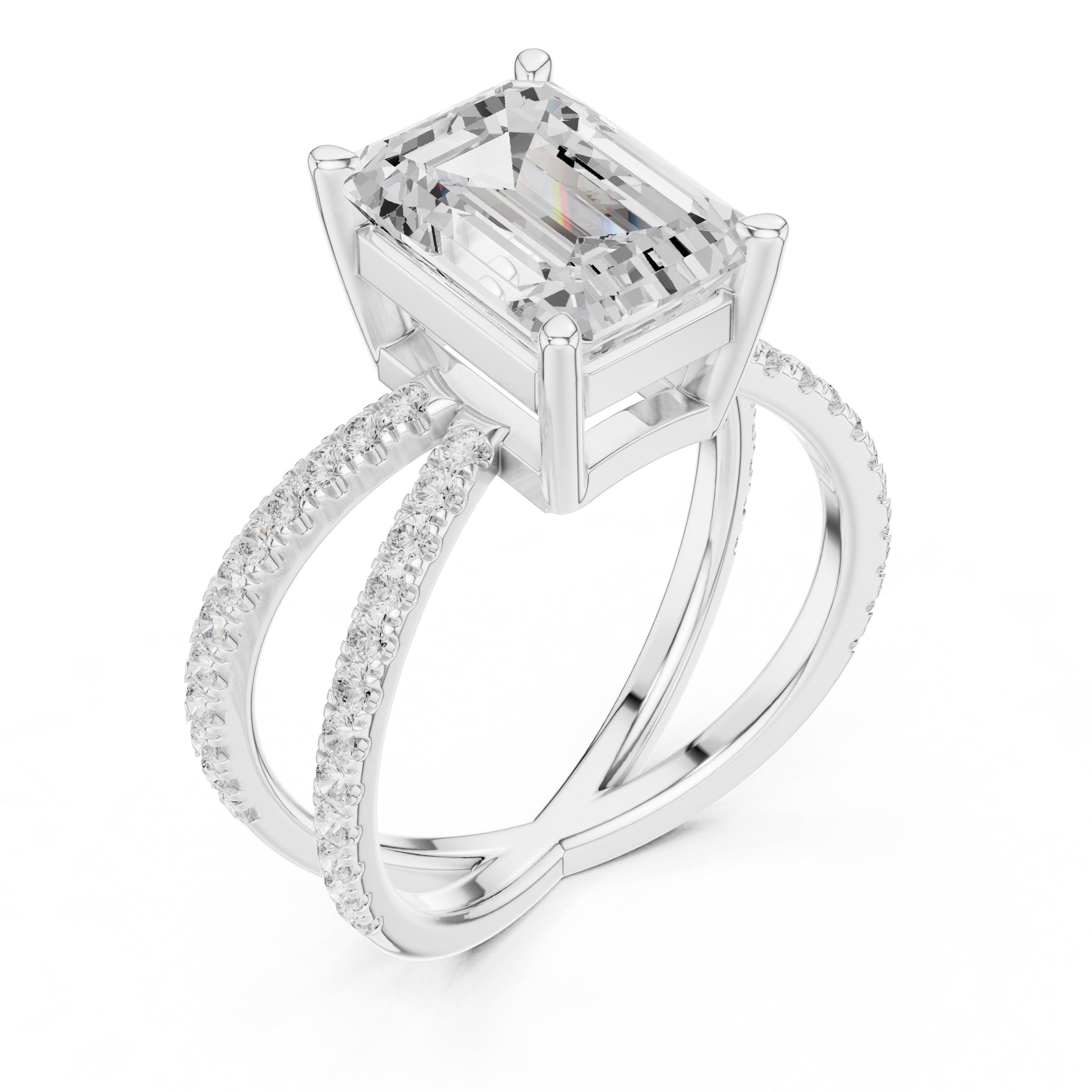 The Entwined Embrace Ring 2.5ct White Gold Emerald