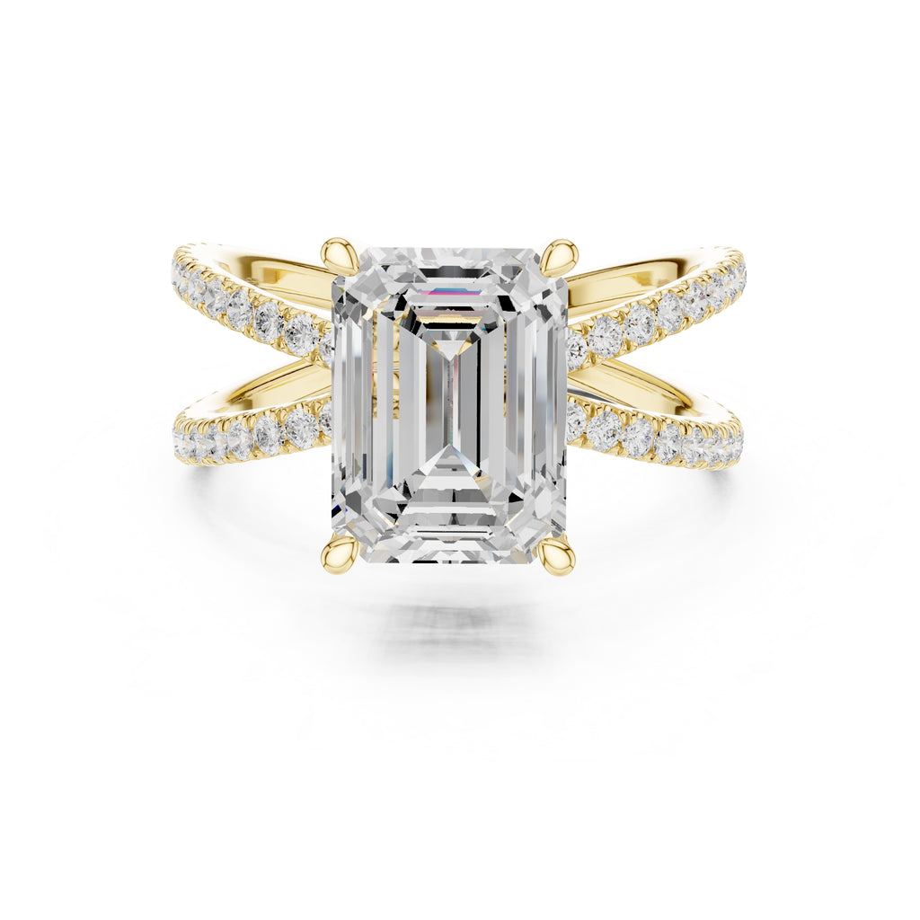 The Entwined Embrace Ring 2.5ct Yellow Gold Emerald