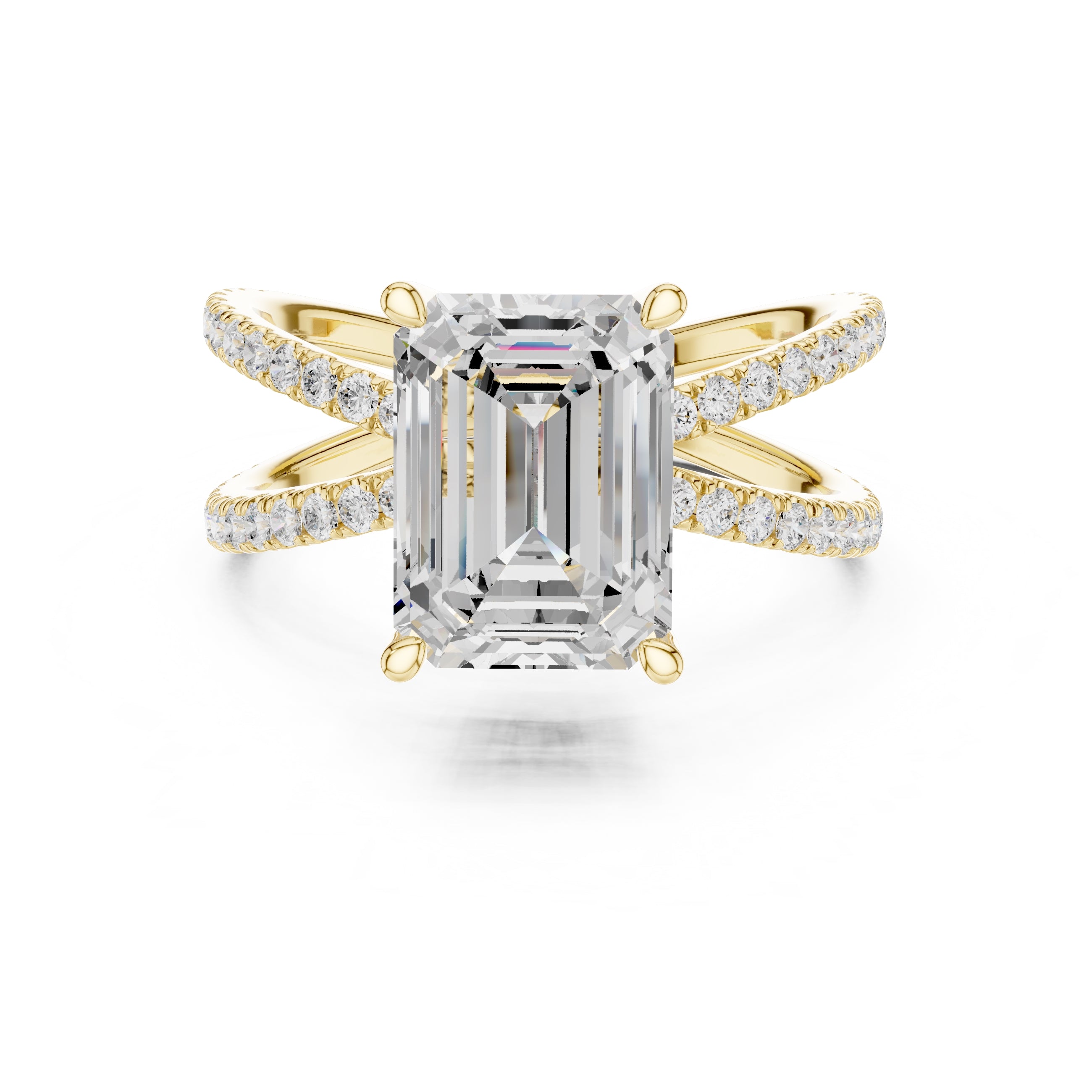 The Entwined Embrace Ring 2.5ct Yellow Gold Emerald