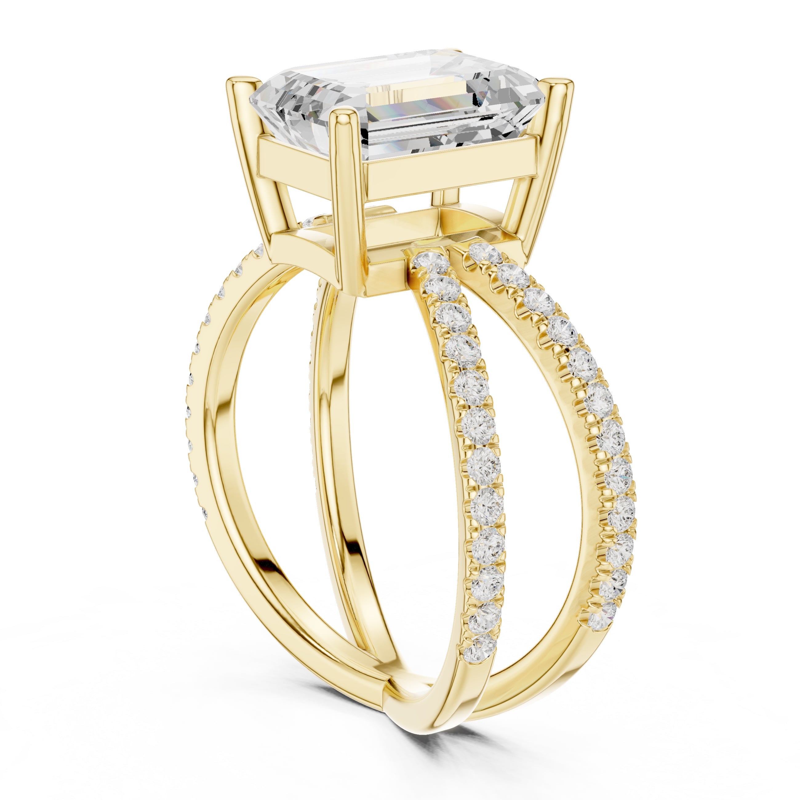 The Entwined Embrace Ring 2.5ct Yellow Gold Emerald