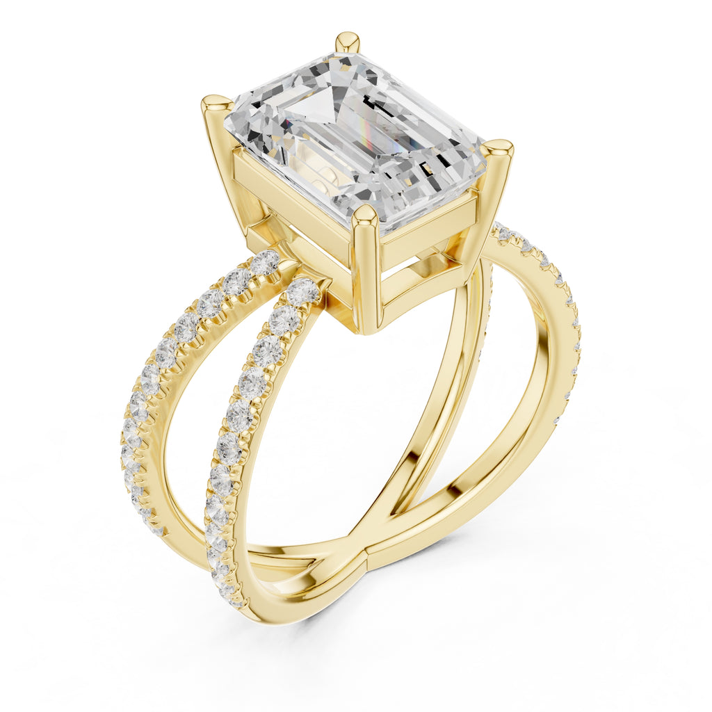 The Entwined Embrace Ring 2.5ct Yellow Gold Emerald