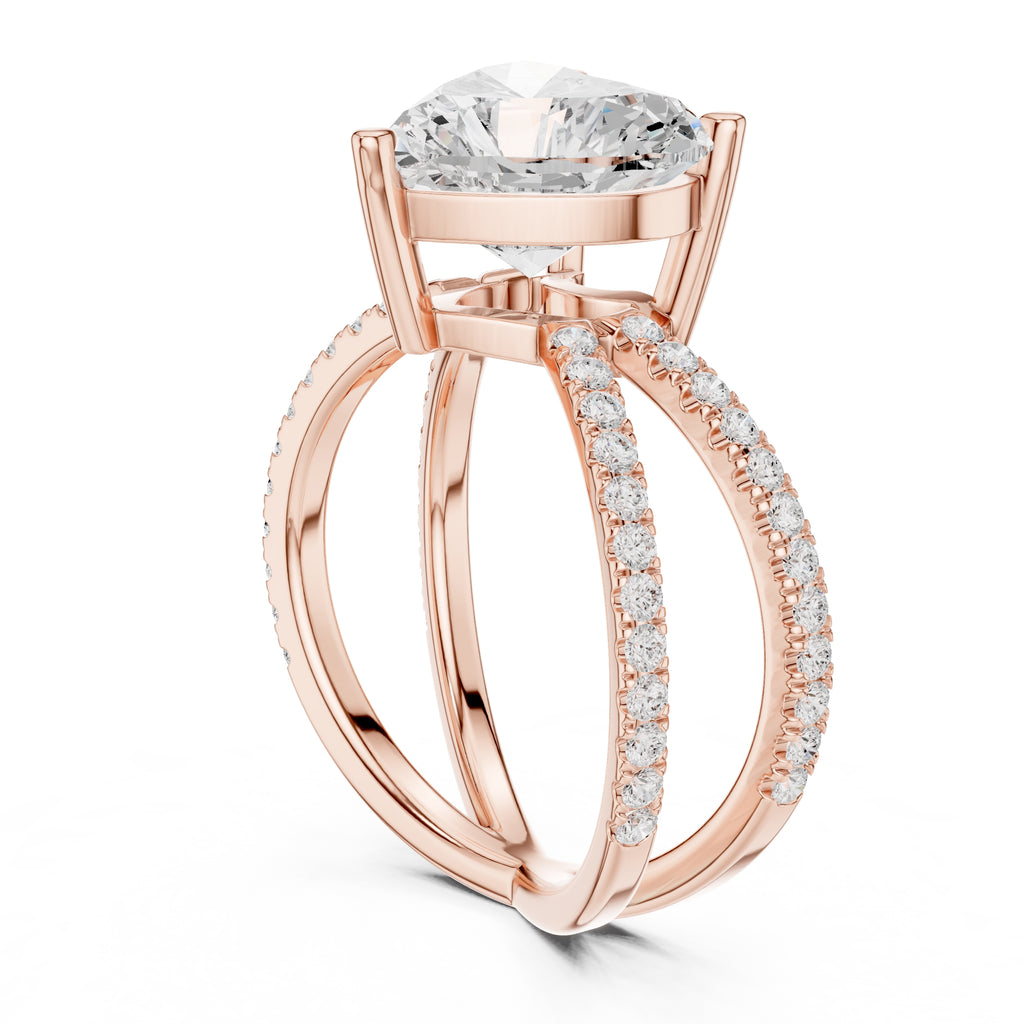 The Entwined Embrace Ring 2.5ct Rose Gold Heart