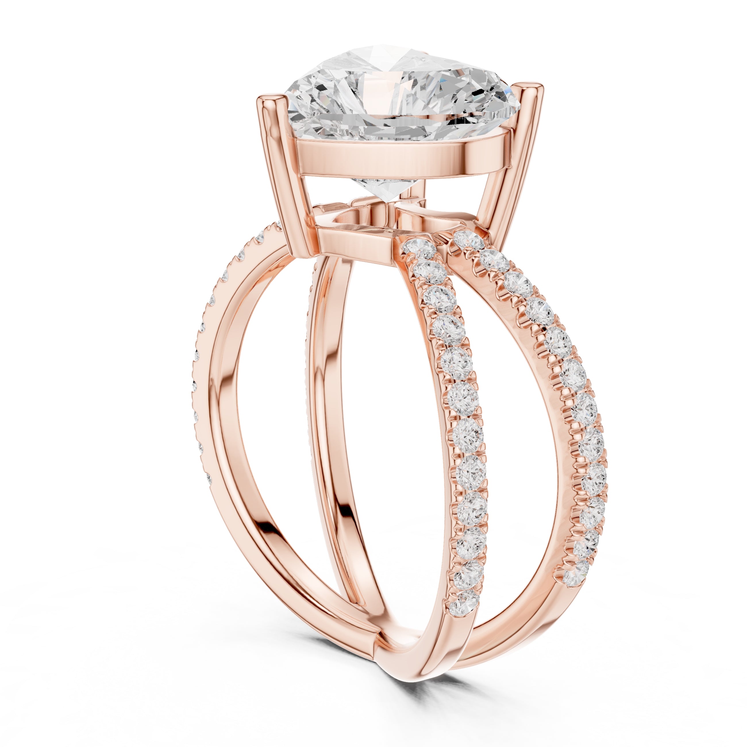 The Entwined Embrace Ring 2.5ct Rose Gold Heart