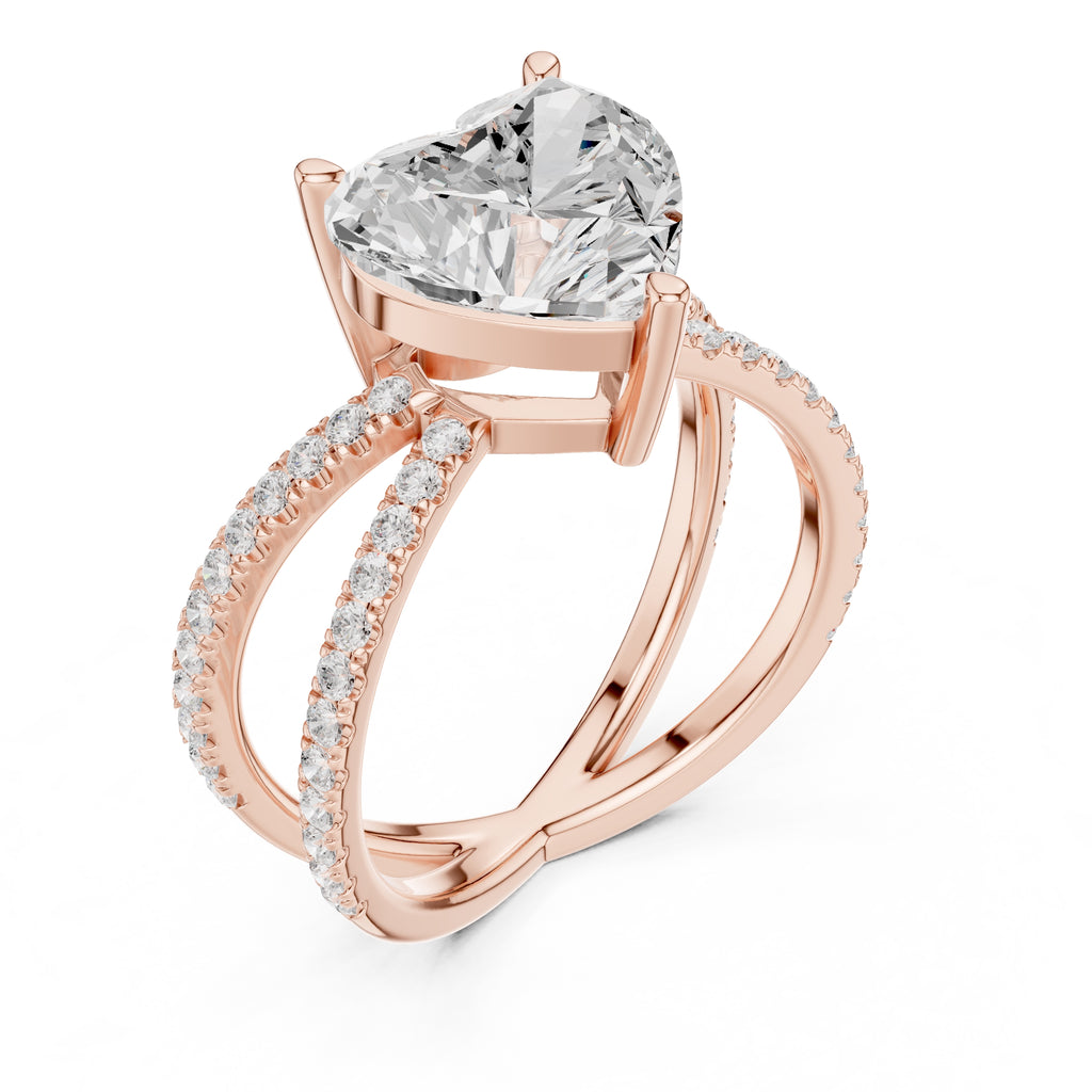 The Entwined Embrace Ring 2.5ct Rose Gold Heart