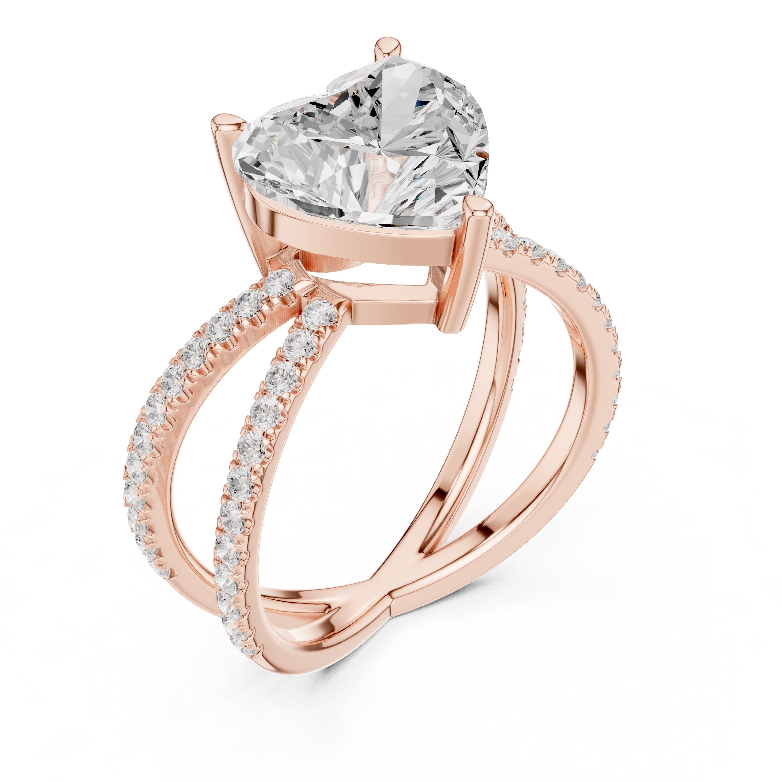 The Entwined Embrace Ring 2.5ct Rose Gold Heart
