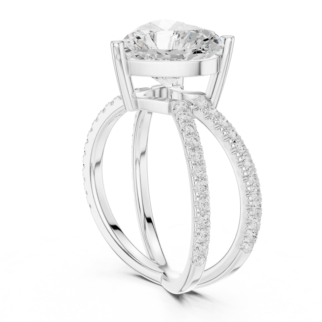 The Entwined Embrace Ring 2.5ct White Gold Heart