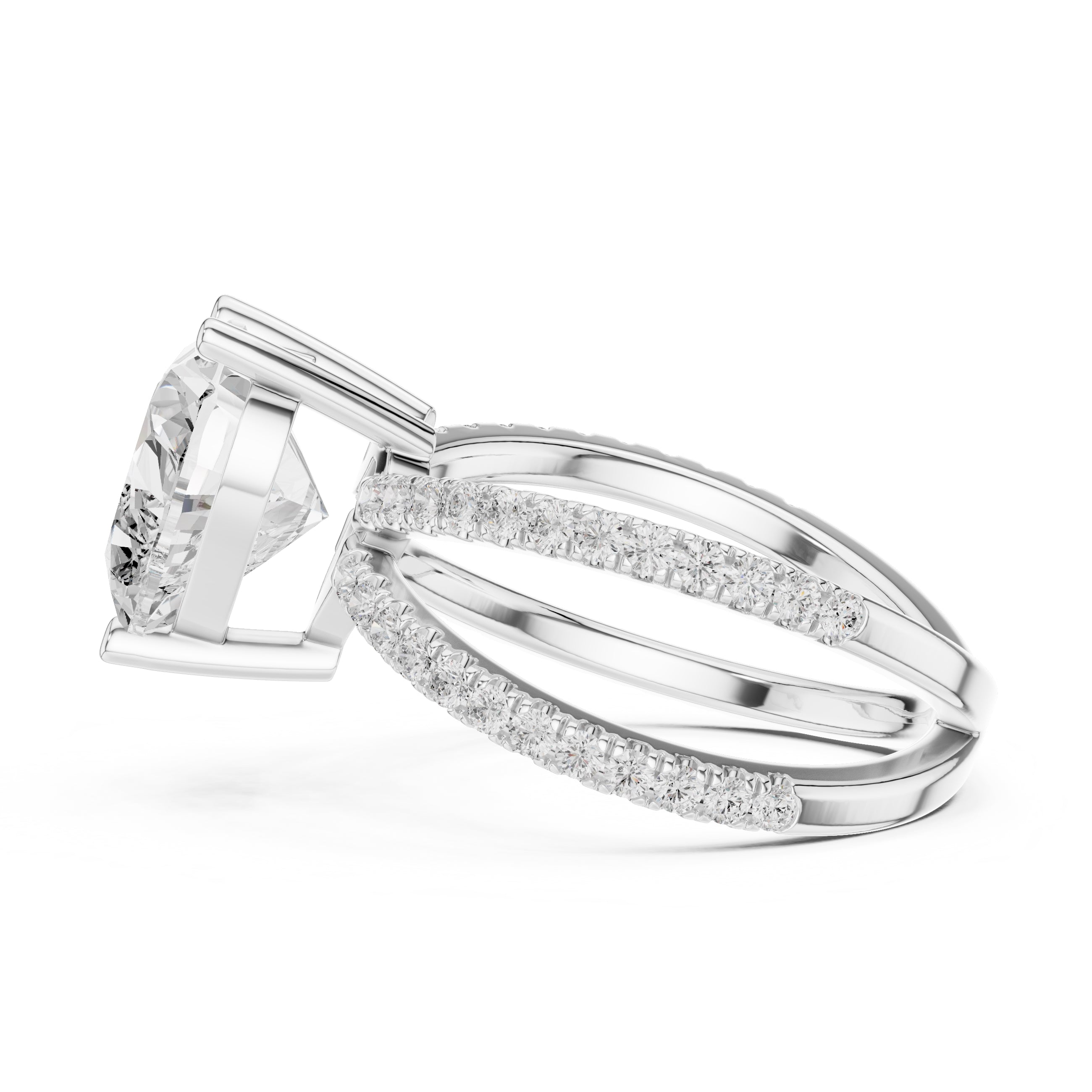 The Entwined Embrace Ring 2.5ct White Gold Heart