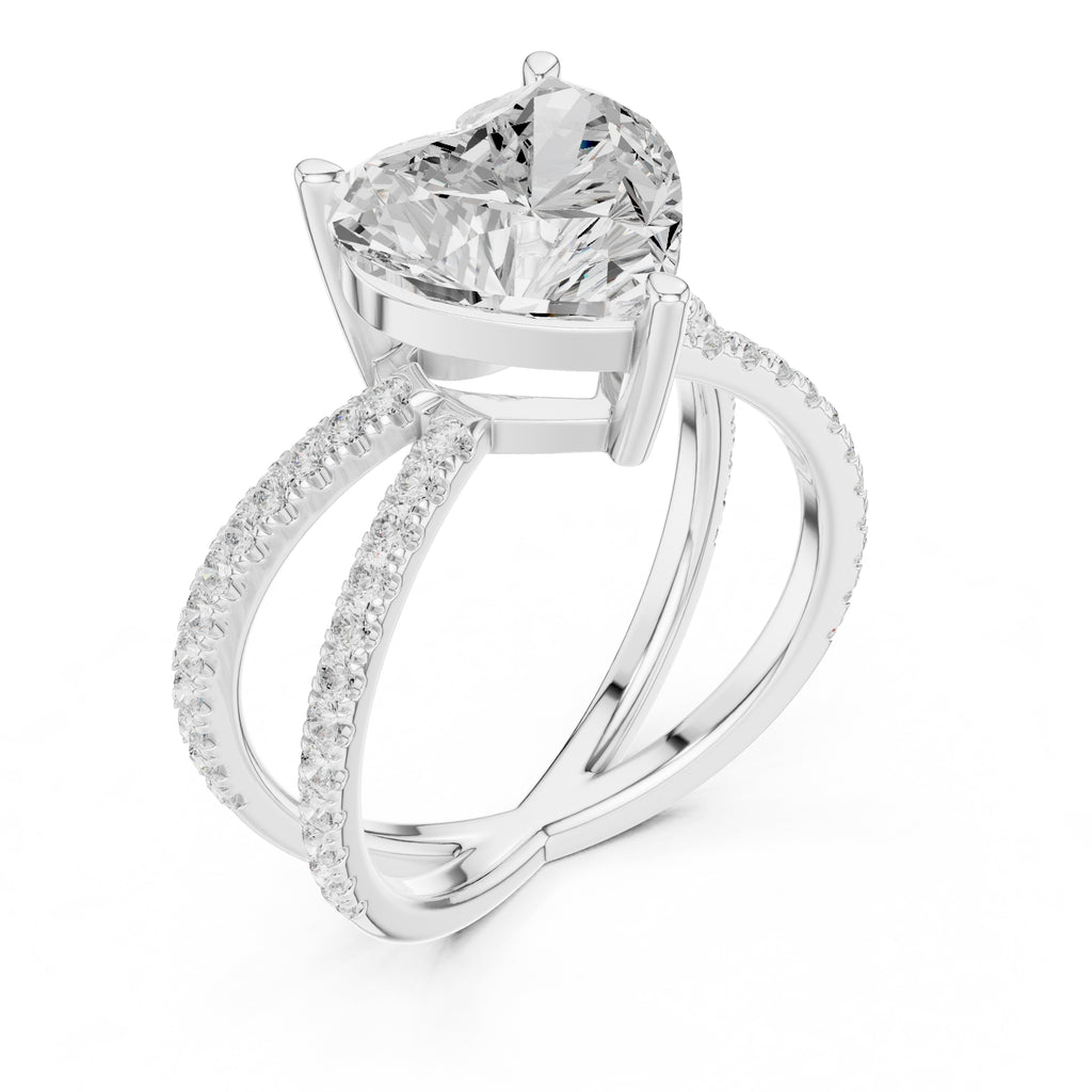 The Entwined Embrace Ring 2.5ct White Gold Heart