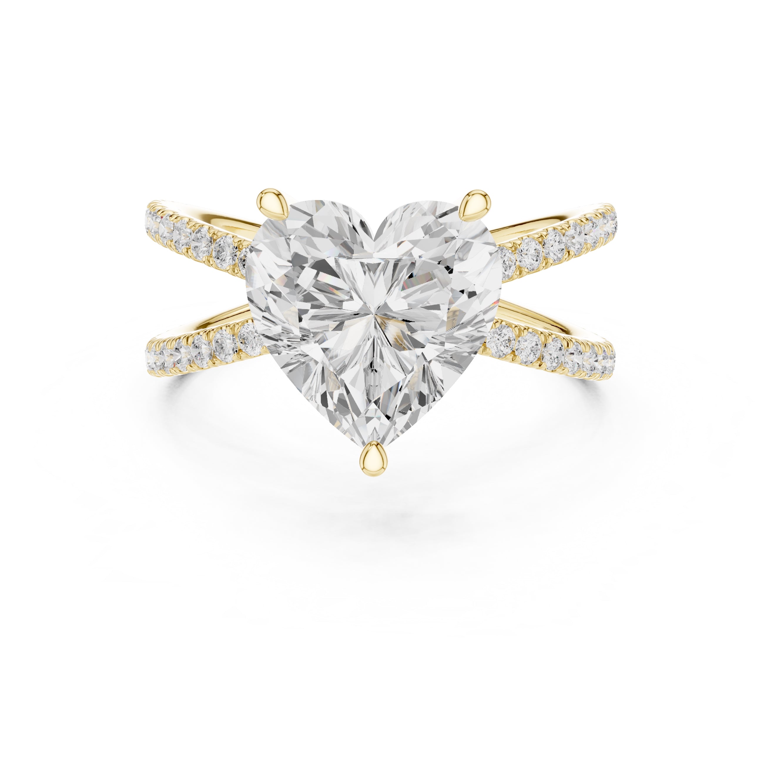 The Entwined Embrace Ring 2.5ct Yellow Gold Heart