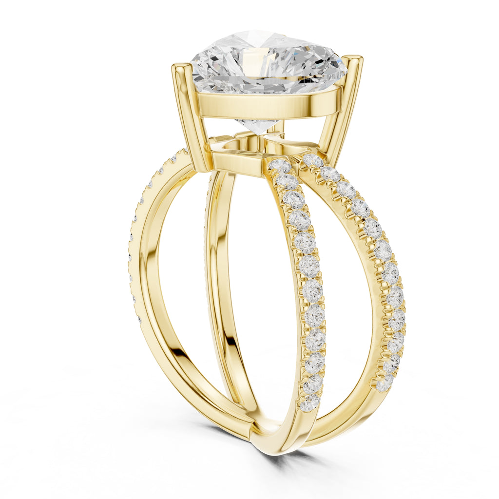 The Entwined Embrace Ring 2.5ct Yellow Gold Heart