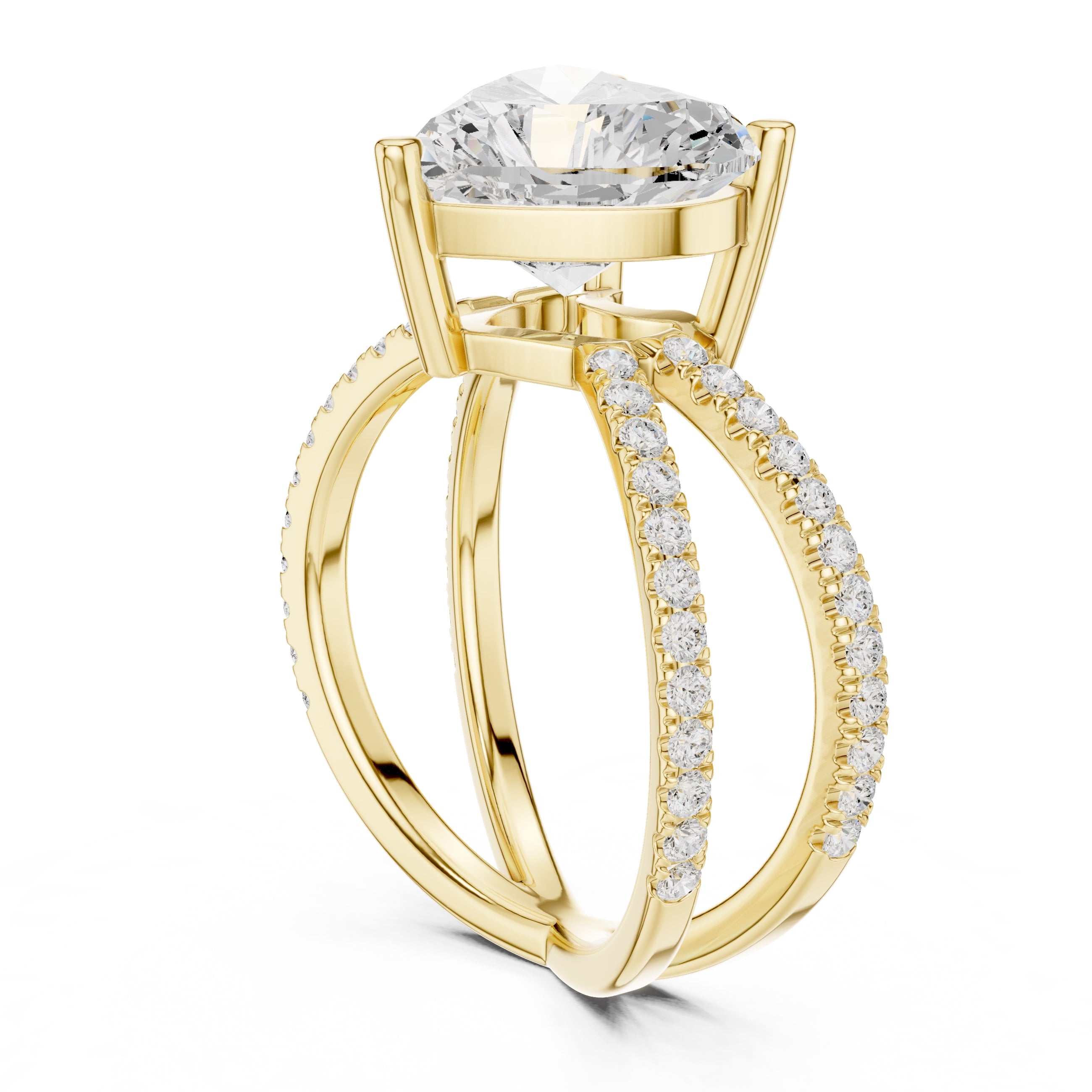 The Entwined Embrace Ring 2.5ct Yellow Gold Heart