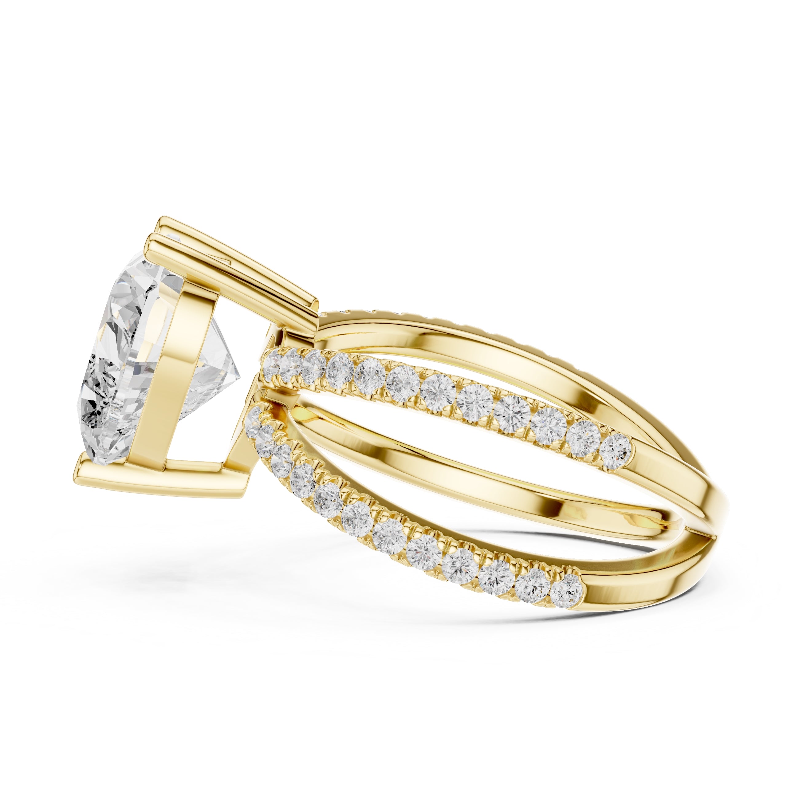 The Entwined Embrace Ring 2.5ct Yellow Gold Heart