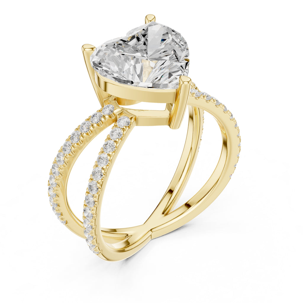 The Entwined Embrace Ring 2.5ct Yellow Gold Heart