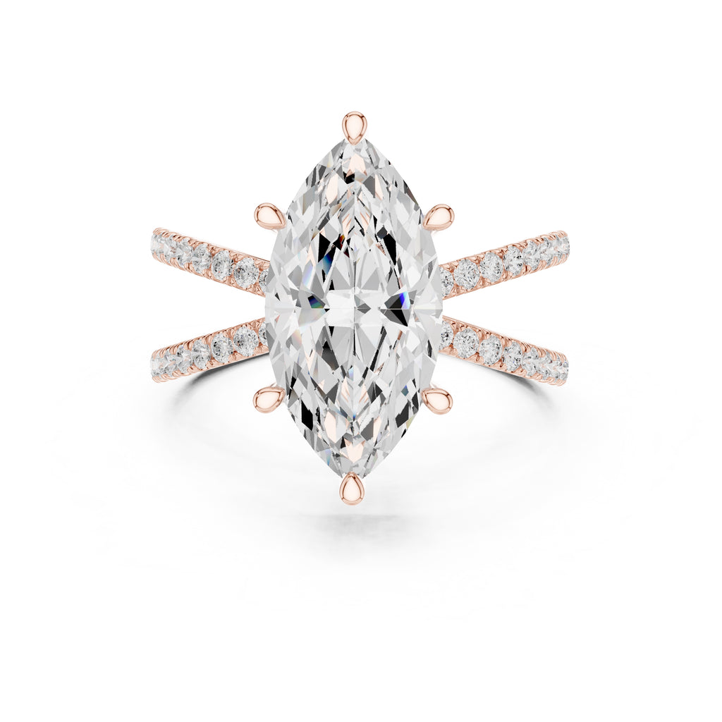 The Entwined Embrace Ring 2.5ct Rose Gold Marquise