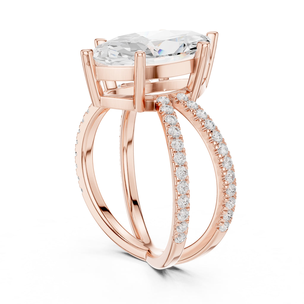 The Entwined Embrace Ring 2.5ct Rose Gold Marquise