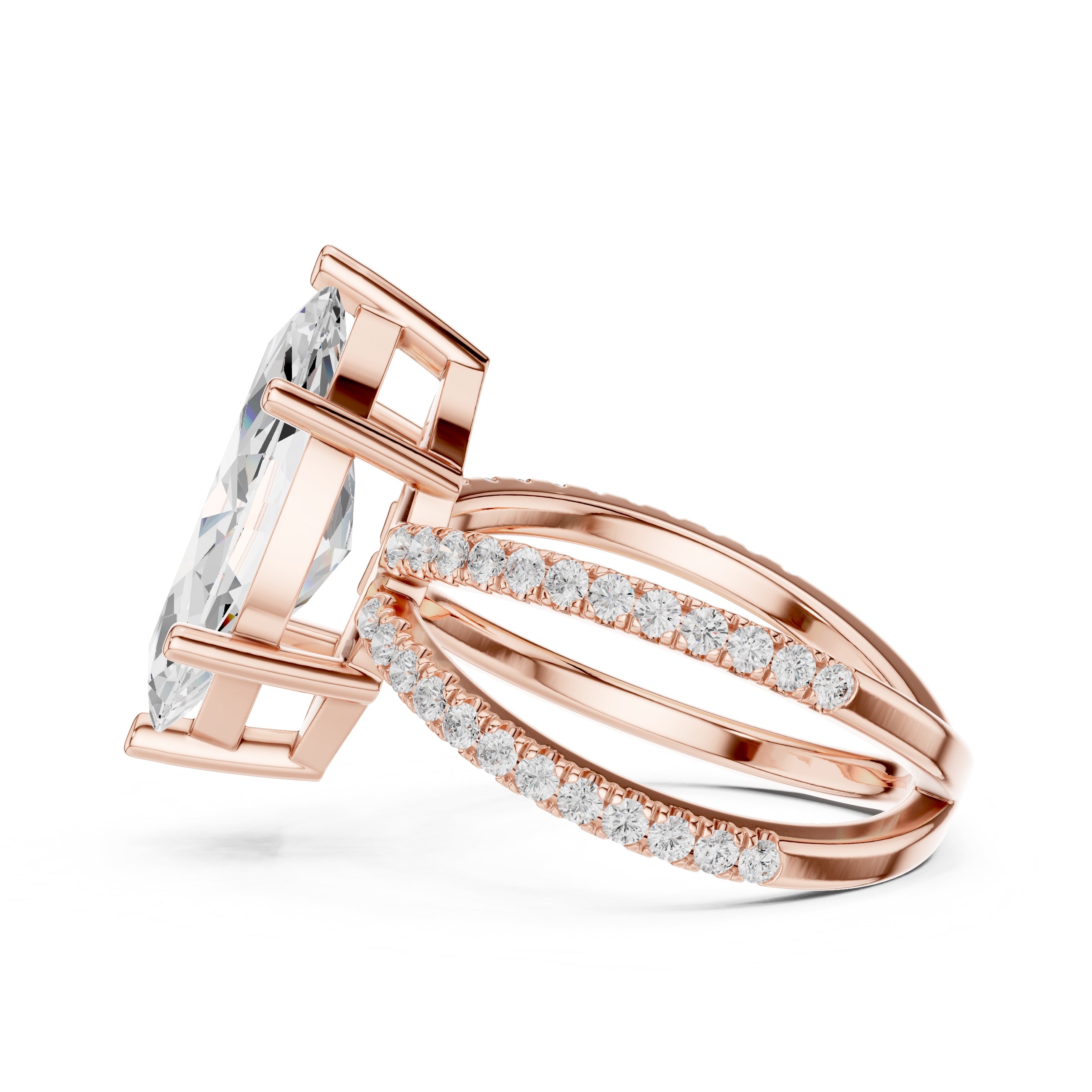 The Entwined Embrace Ring 2.5ct Rose Gold Marquise