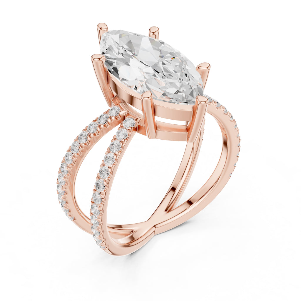 The Entwined Embrace Ring 2.5ct Rose Gold Marquise
