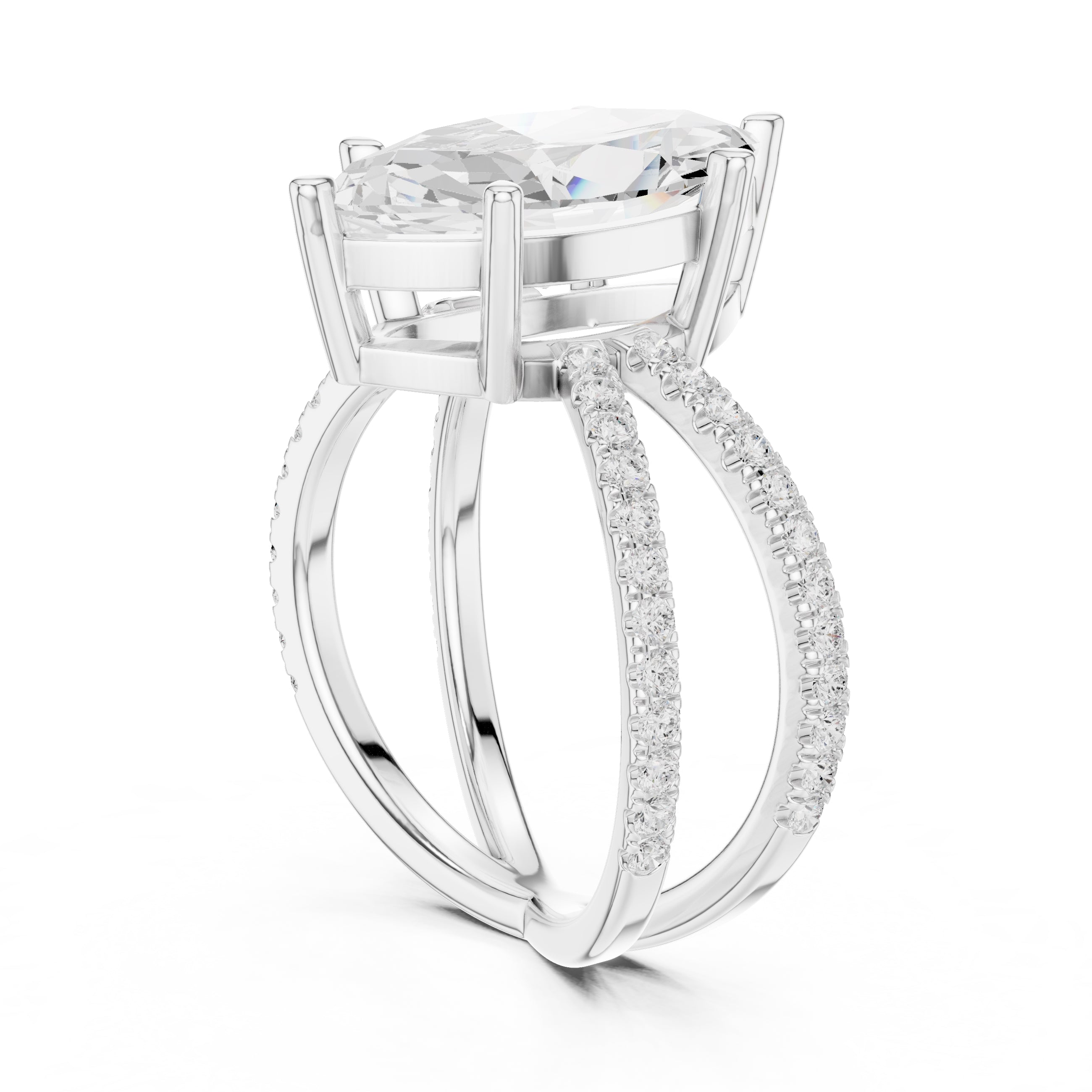 The Entwined Embrace Ring 2.5ct White Gold Marquise