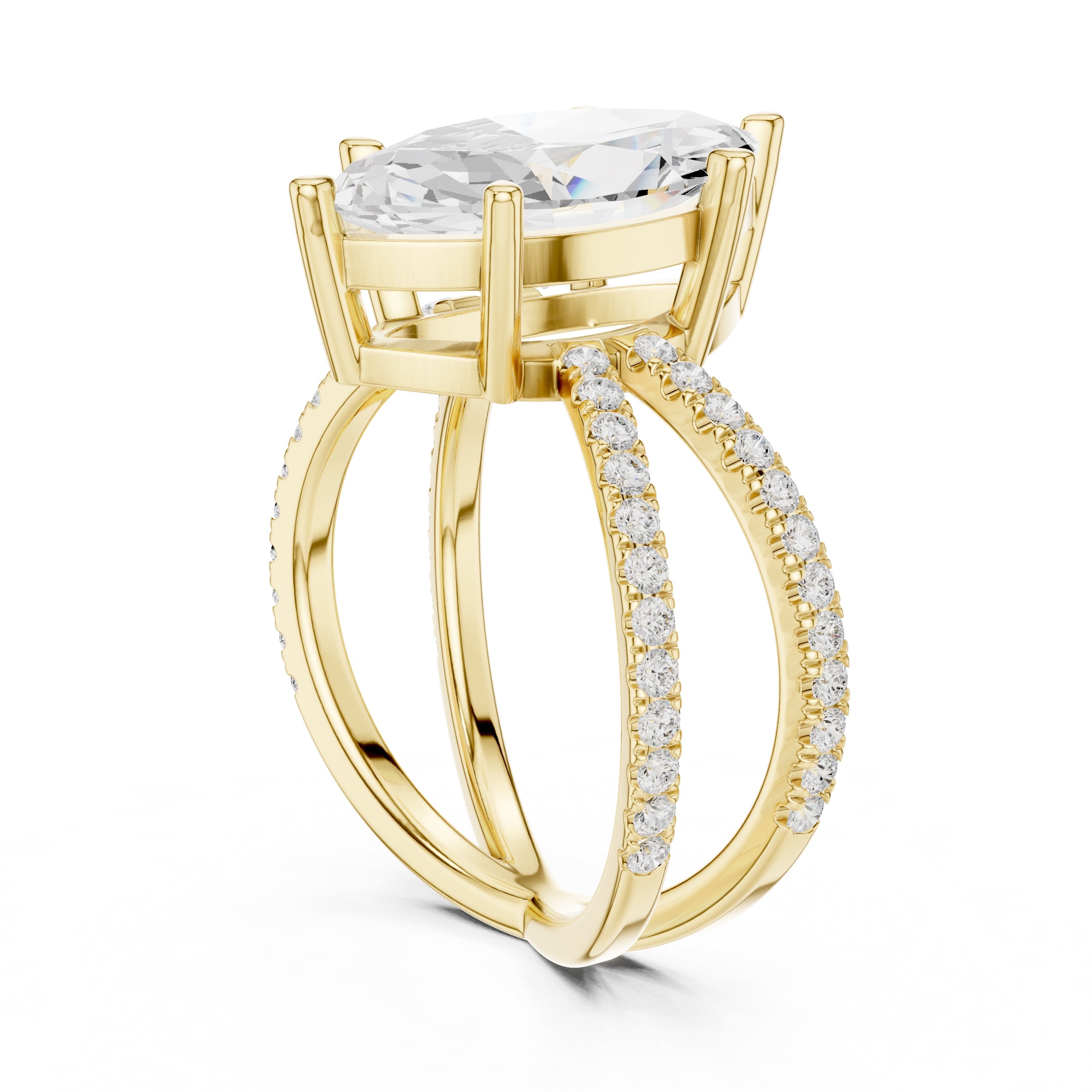 The Entwined Embrace Ring 2.5ct Yellow Gold Marquise