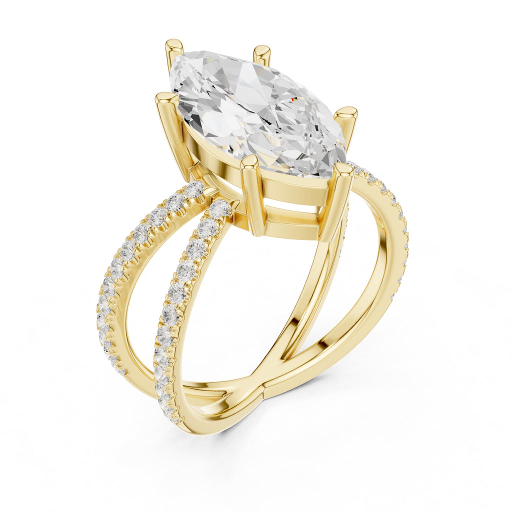 The Entwined Embrace Ring 2.5ct Yellow Gold Marquise
