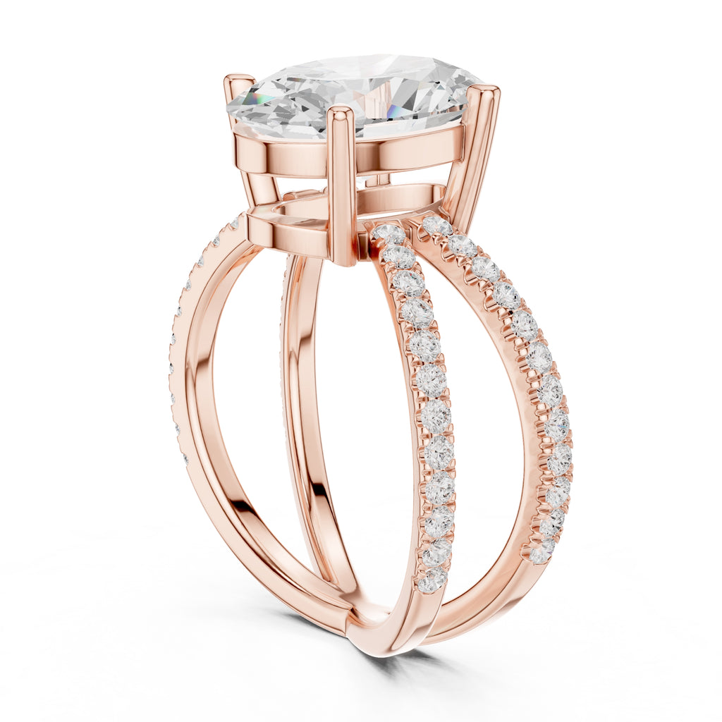 The Entwined Embrace Ring 2.5ct Rose Gold Oval