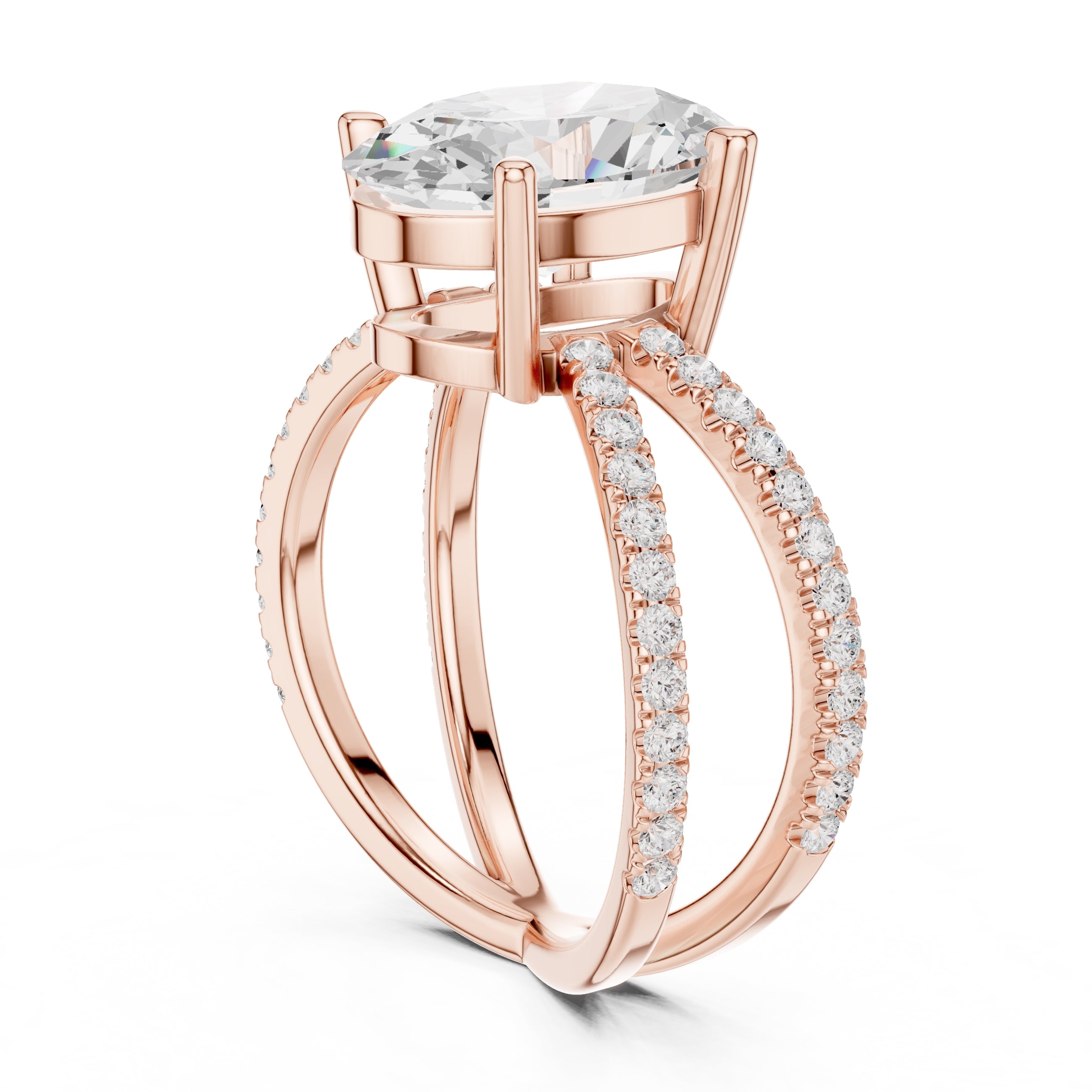 The Entwined Embrace Ring 2.5ct Rose Gold Oval
