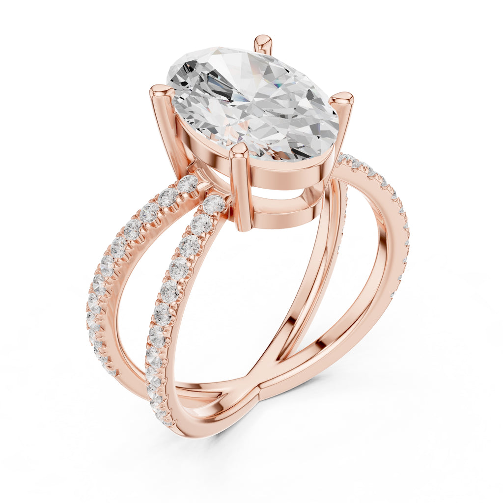 The Entwined Embrace Ring 2.5ct Rose Gold Oval