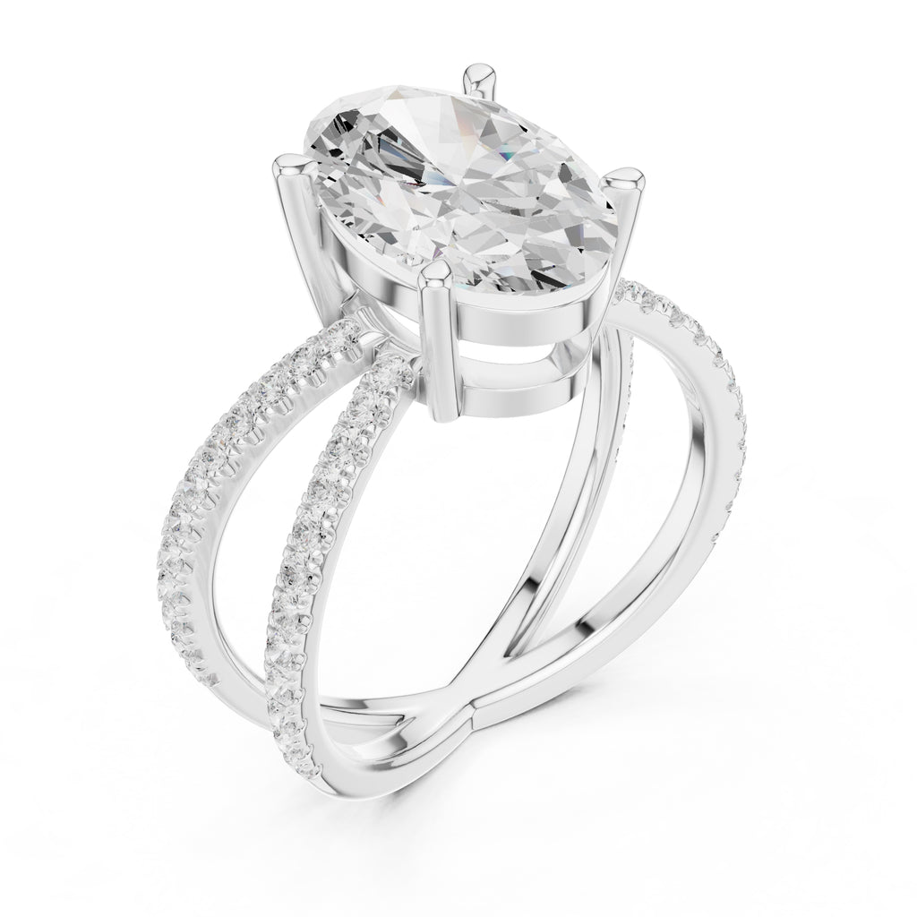 The Entwined Embrace Ring 2.5ct White Gold Oval
