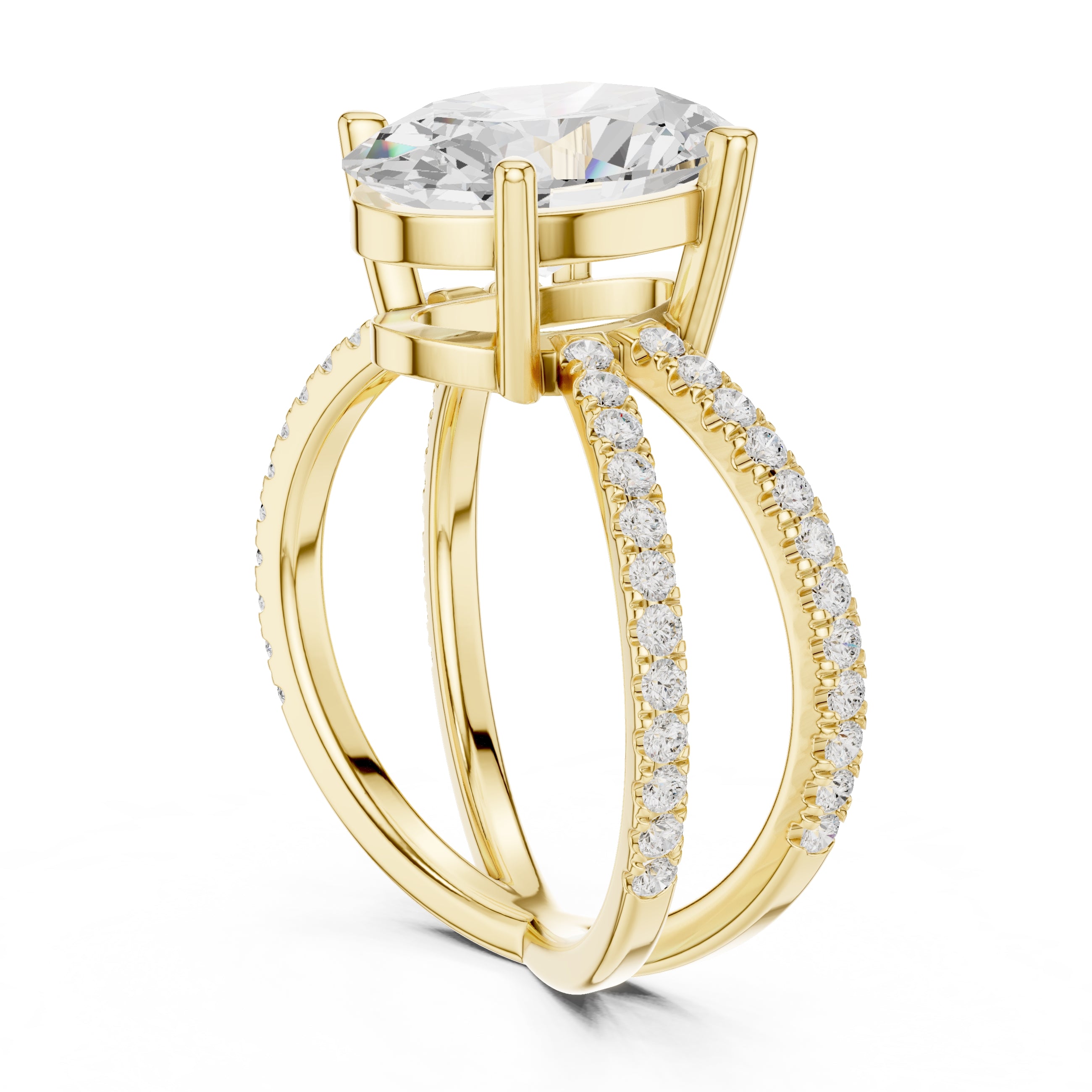 The Entwined Embrace Ring 2.5ct Yellow Gold Oval