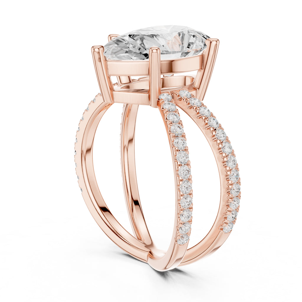 The Entwined Embrace Ring 2.5ct Rose Gold Pear