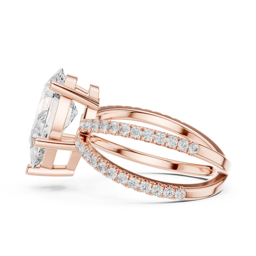 The Entwined Embrace Ring 2.5ct Rose Gold Pear