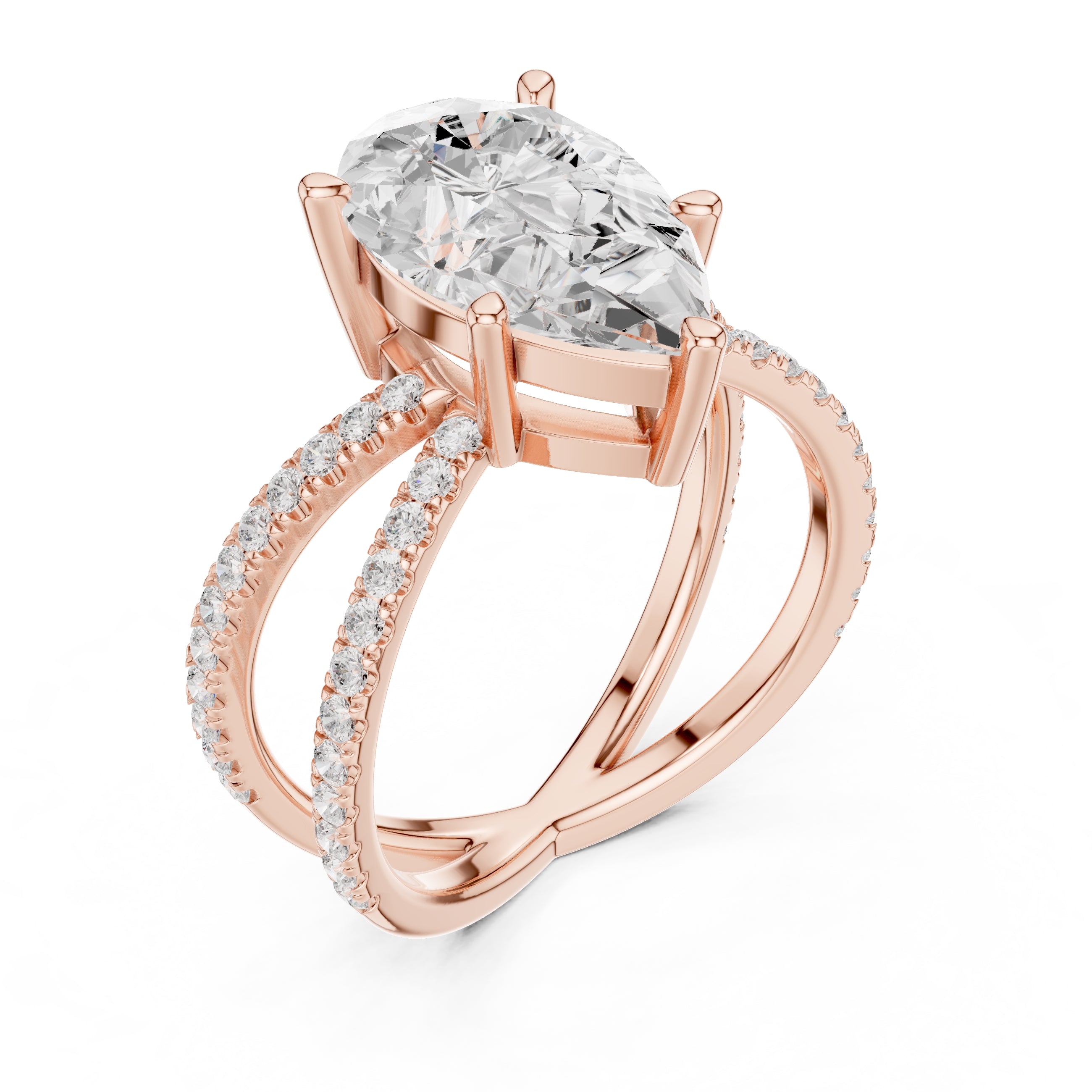 The Entwined Embrace Ring 2.5ct Rose Gold Pear