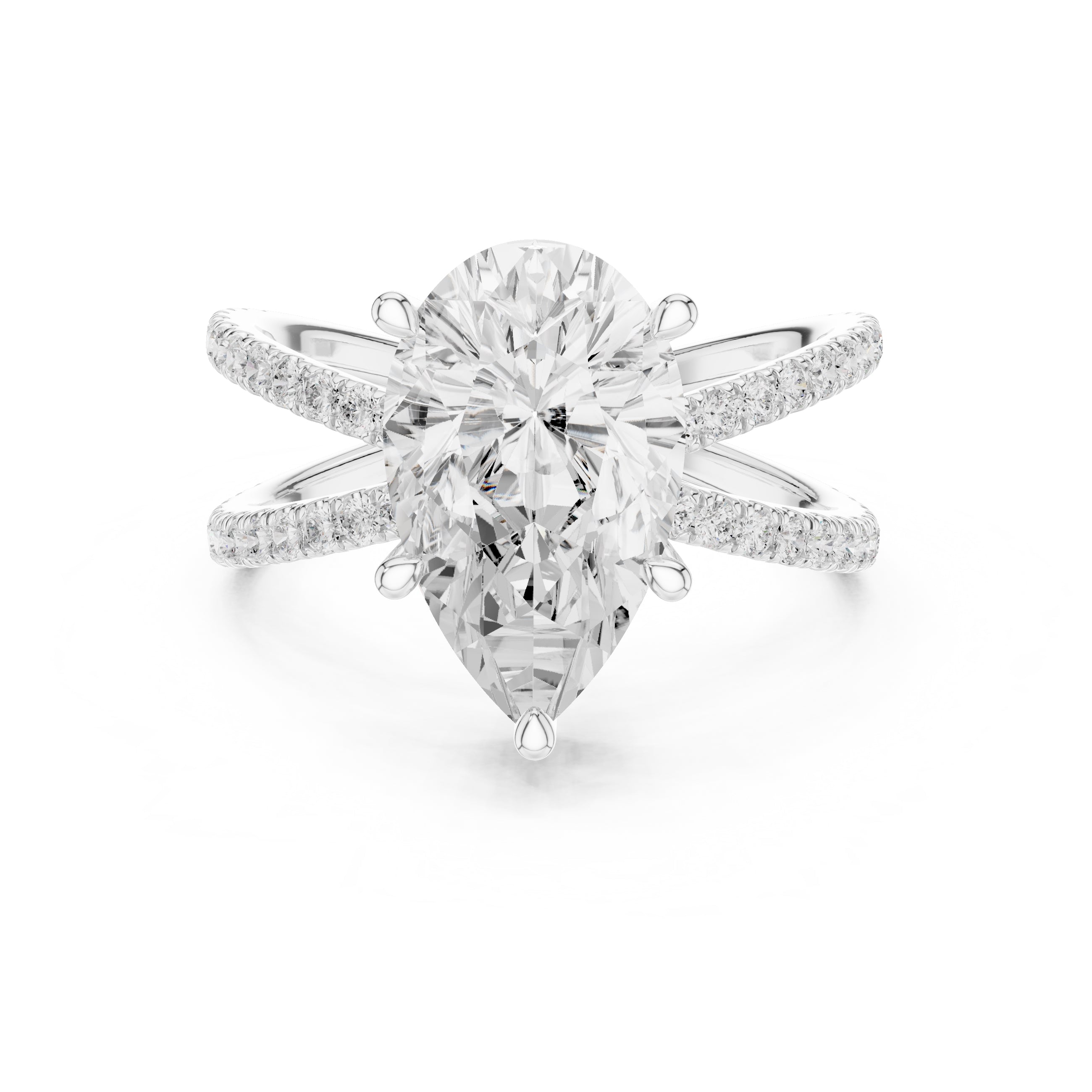 The Entwined Embrace Ring 2.5ct White Gold Pear