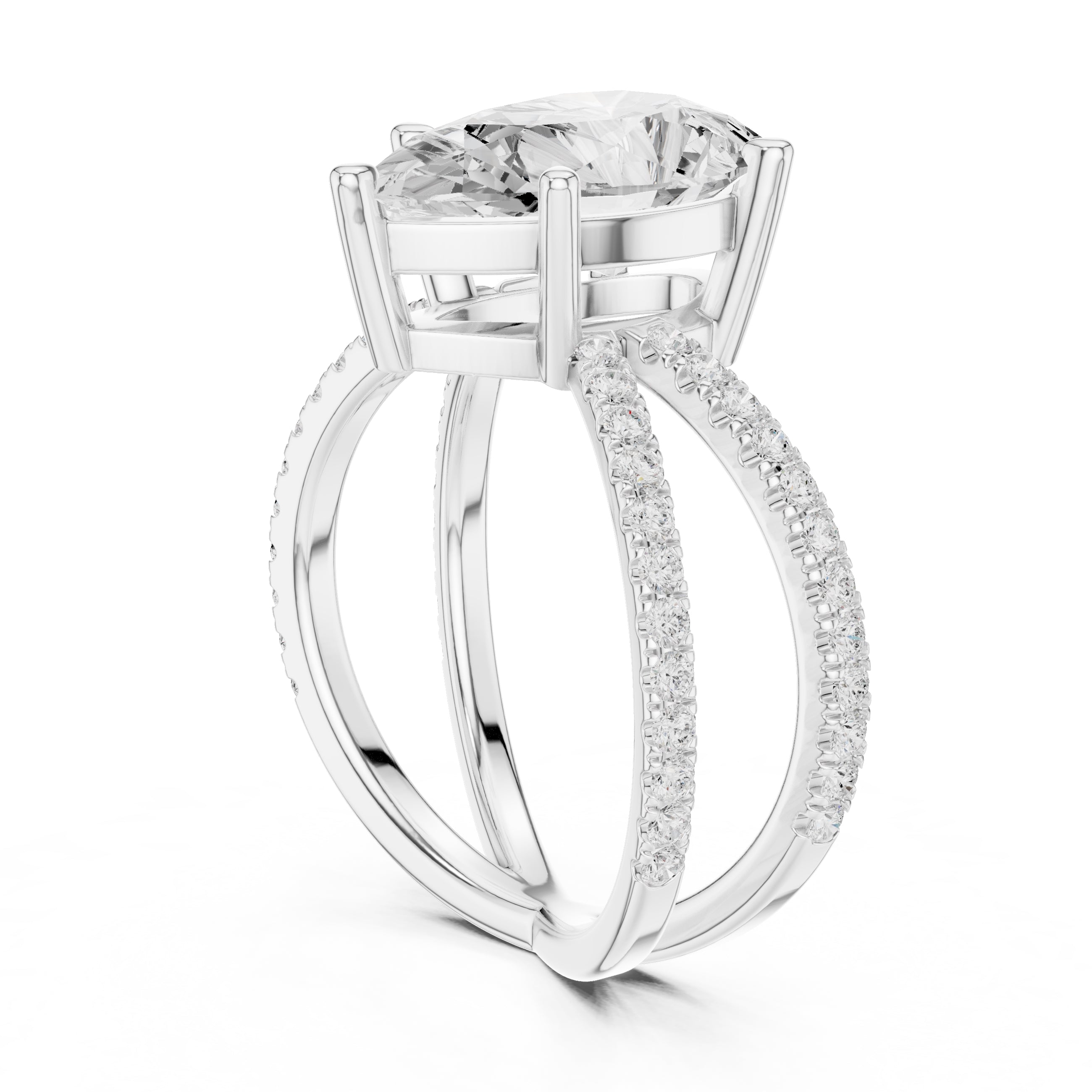 The Entwined Embrace Ring 2.5ct White Gold Pear
