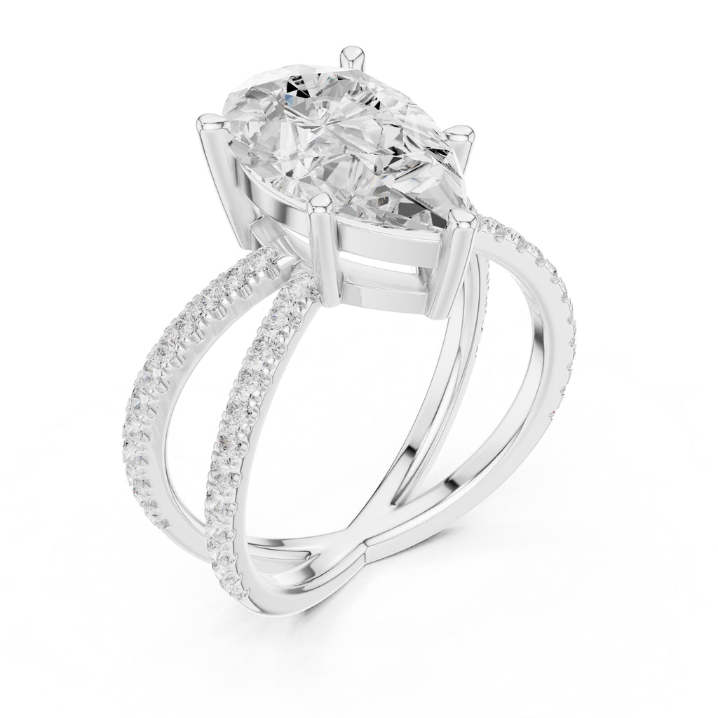 The Entwined Embrace Ring 2.5ct White Gold Pear