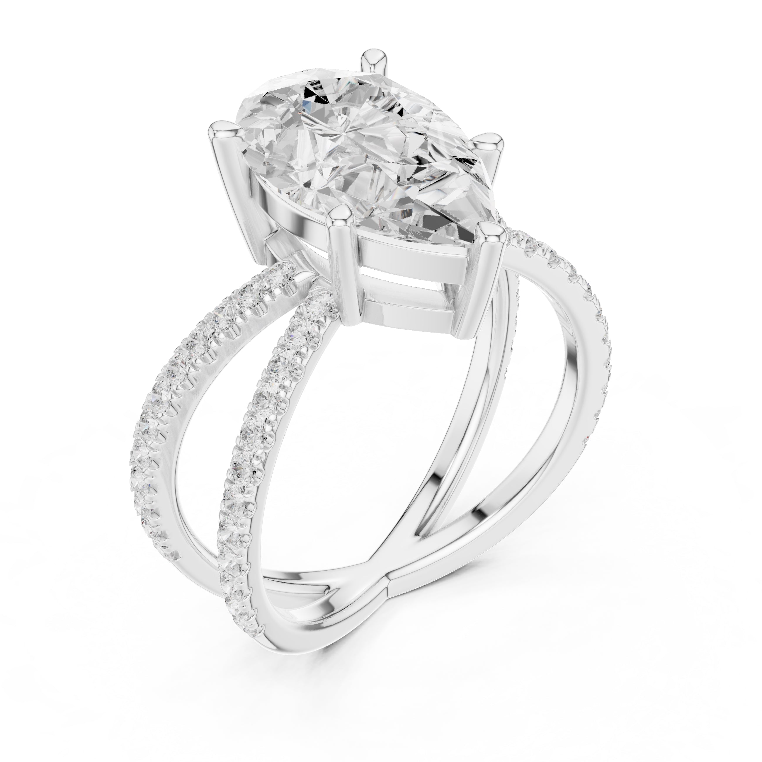 The Entwined Embrace Ring 2.5ct White Gold Pear