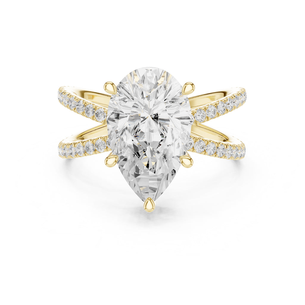 The Entwined Embrace Ring 2.5ct Yellow Gold Pear