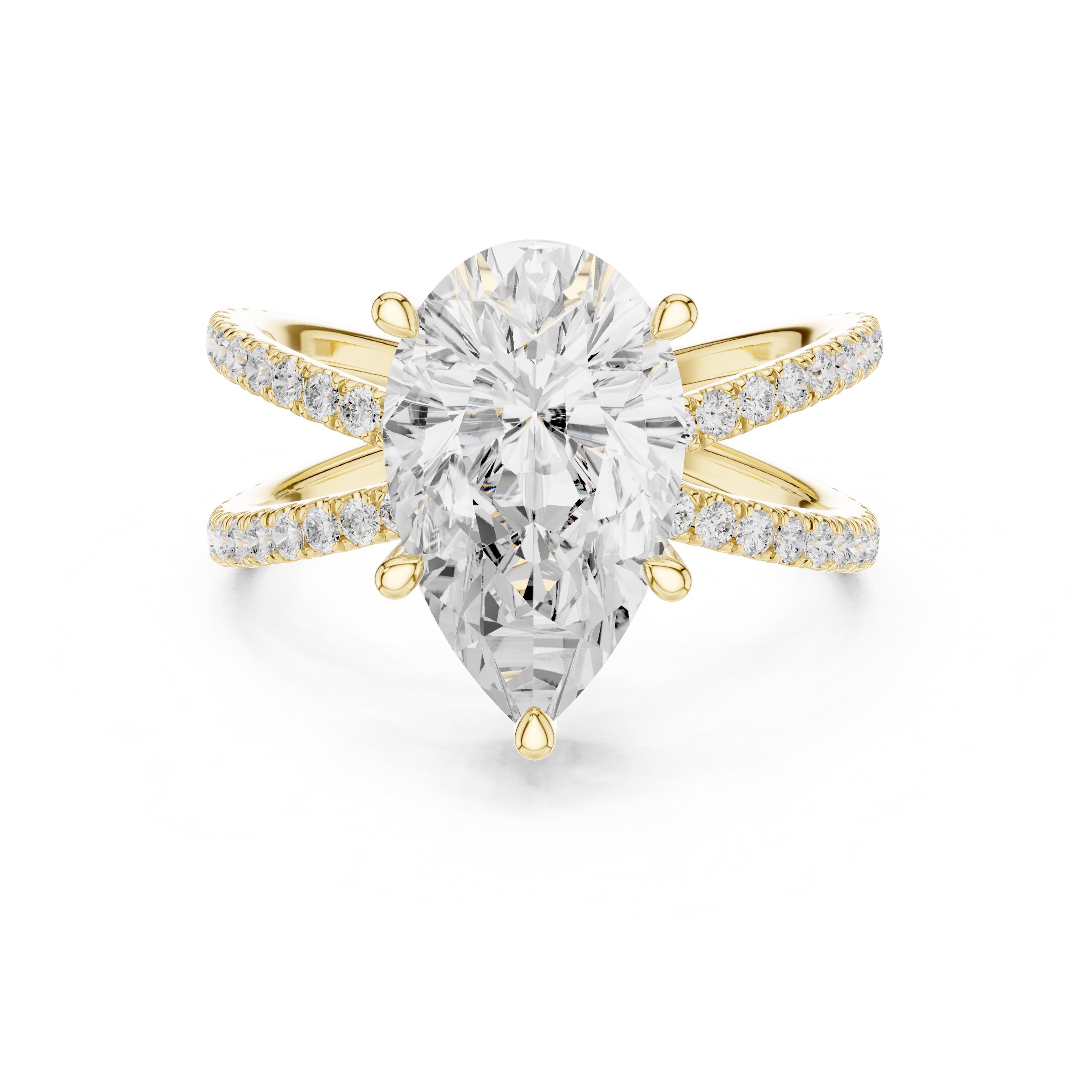 The Entwined Embrace Ring 2.5ct Yellow Gold Pear