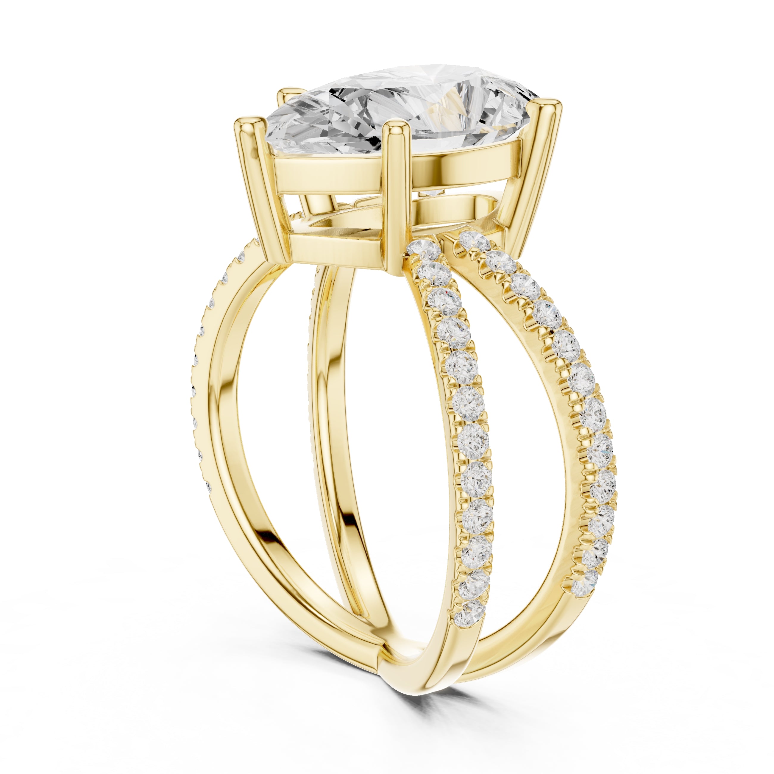 The Entwined Embrace Ring 2.5ct Yellow Gold Pear