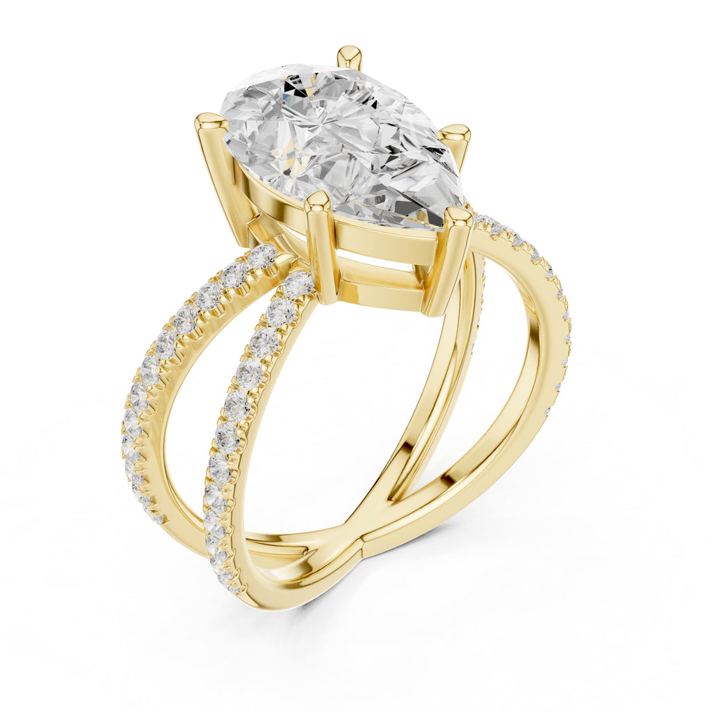 The Entwined Embrace Ring 2.5ct Yellow Gold Pear
