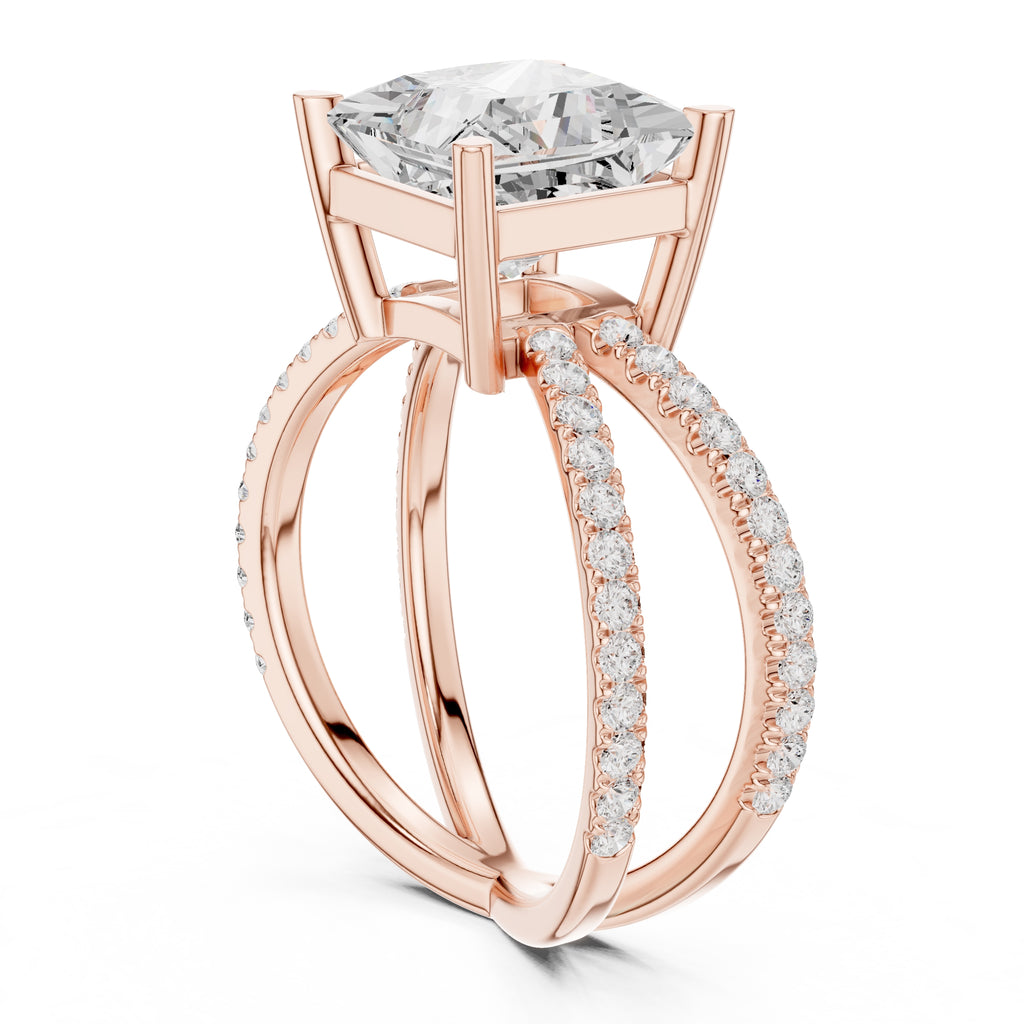 The Entwined Embrace Ring 2.5ct Rose Gold Princess