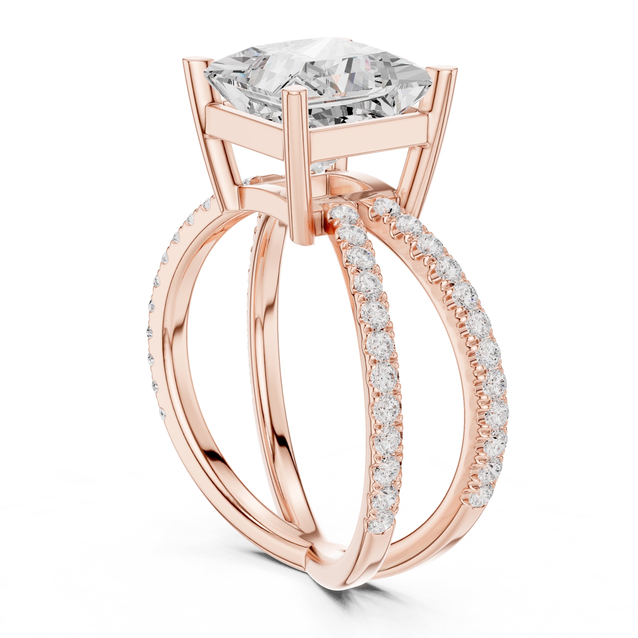 The Entwined Embrace Ring 2.5ct Rose Gold Princess