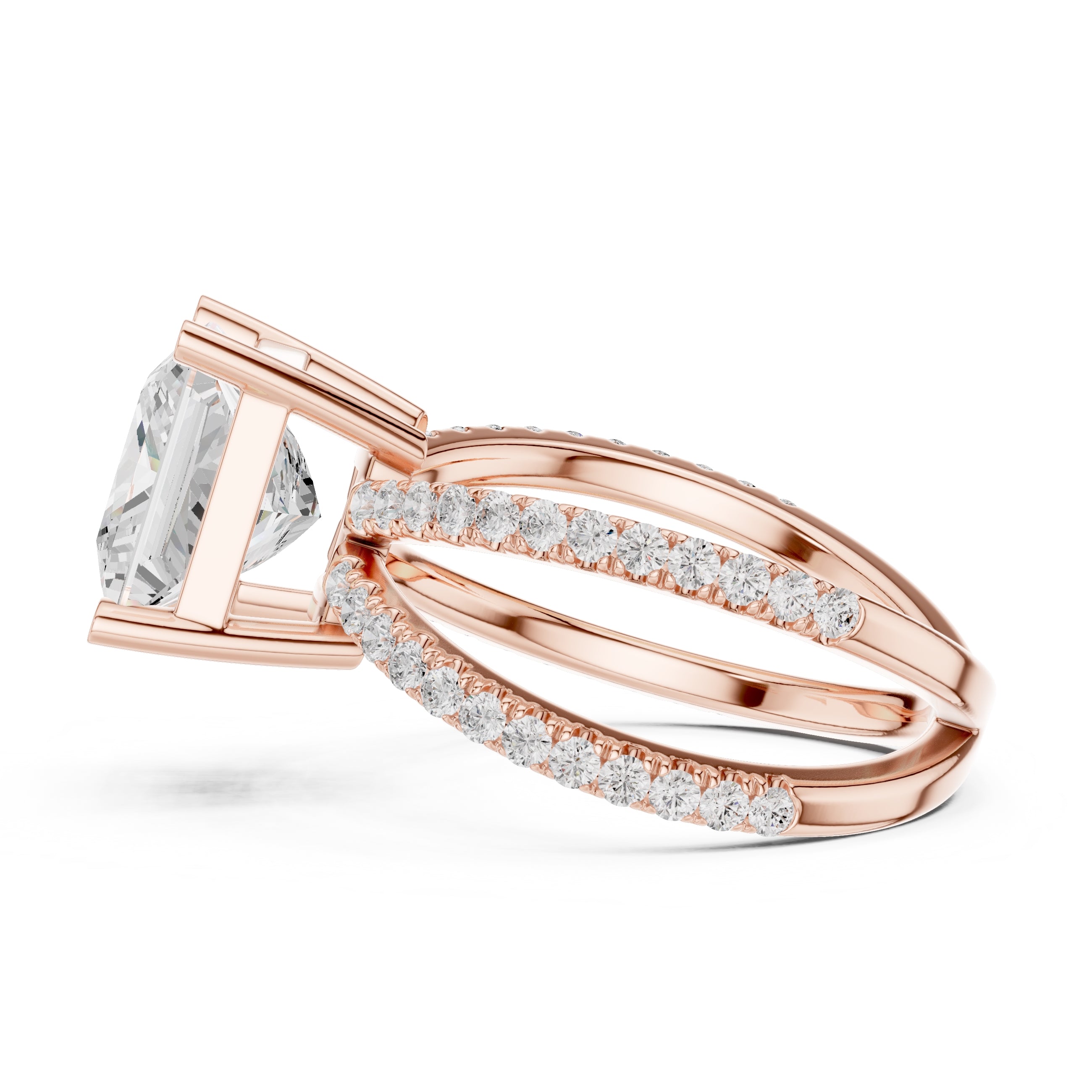 The Entwined Embrace Ring 2.5ct Rose Gold Princess
