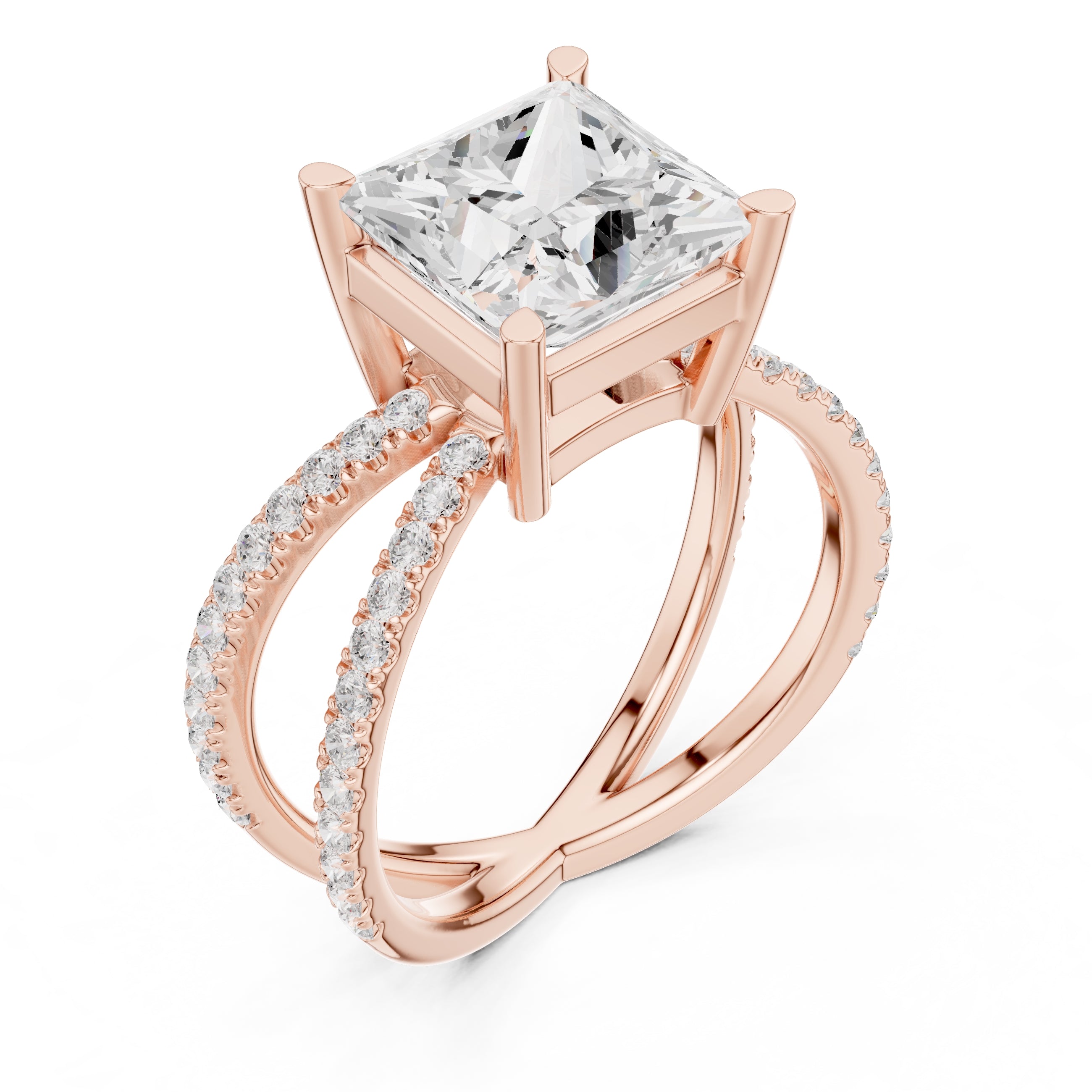 The Entwined Embrace Ring 2.5ct Rose Gold Princess
