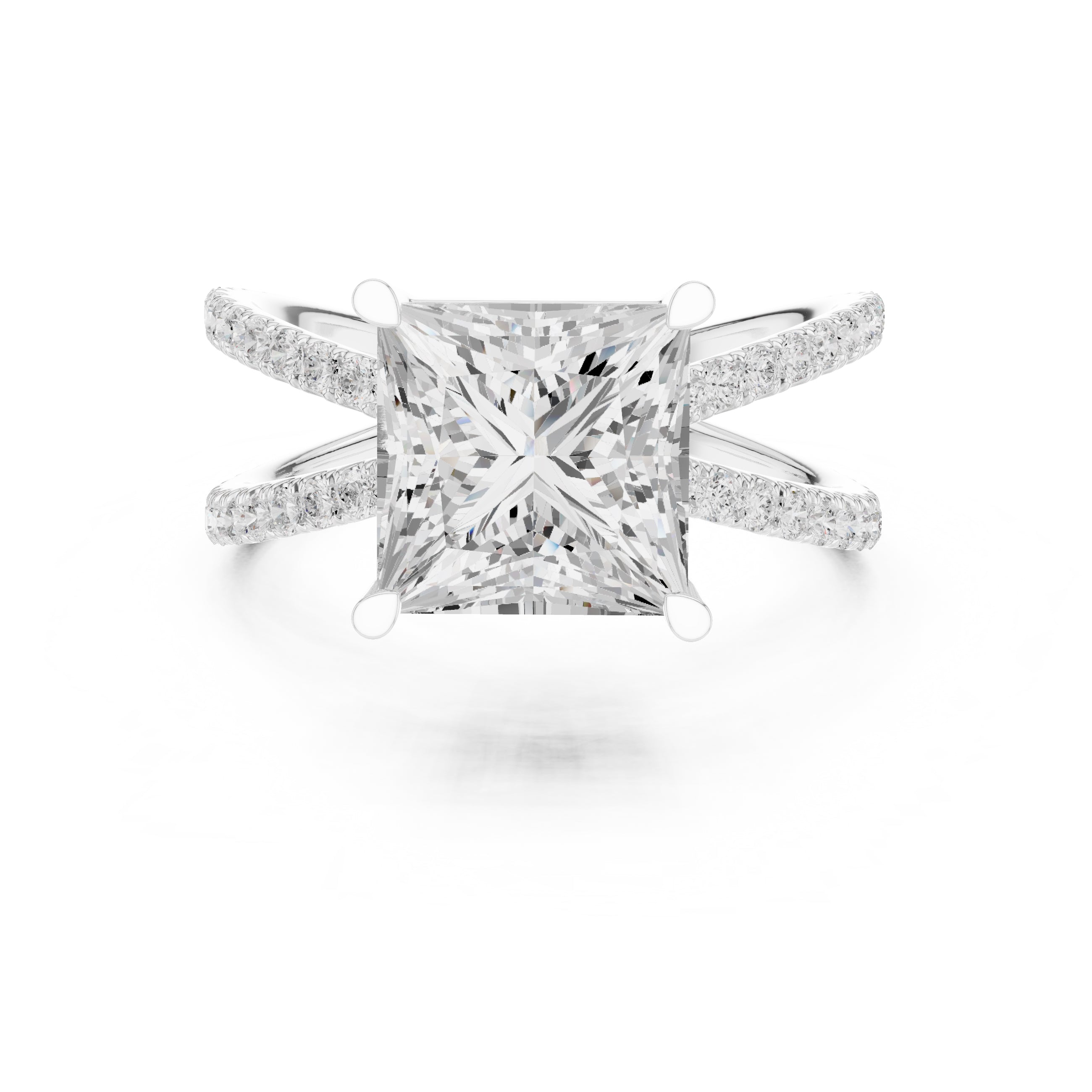 The Entwined Embrace Ring 2.5ct White Gold Princess