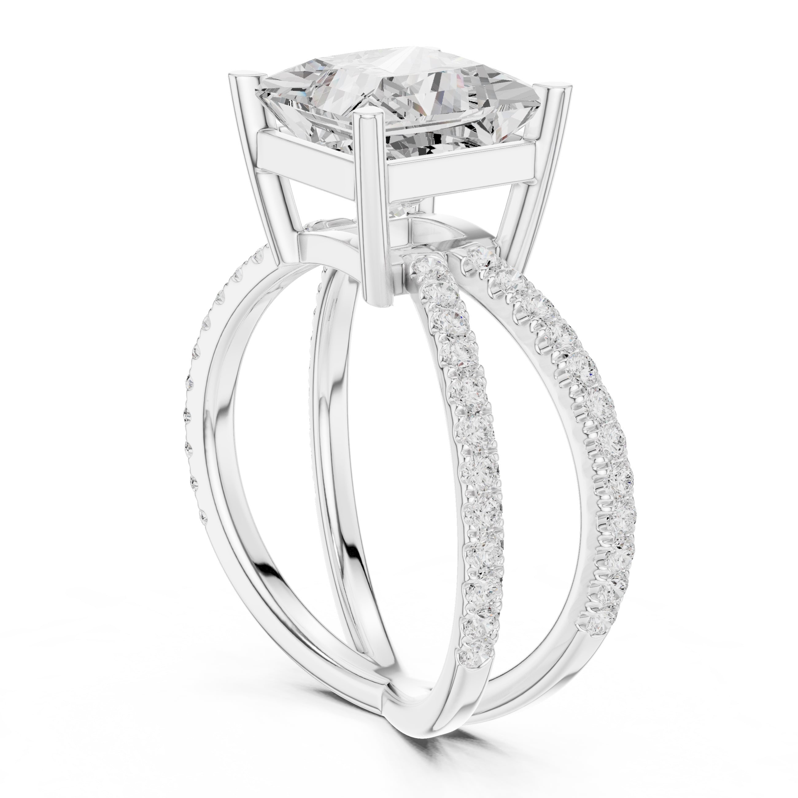 The Entwined Embrace Ring 2.5ct White Gold Princess