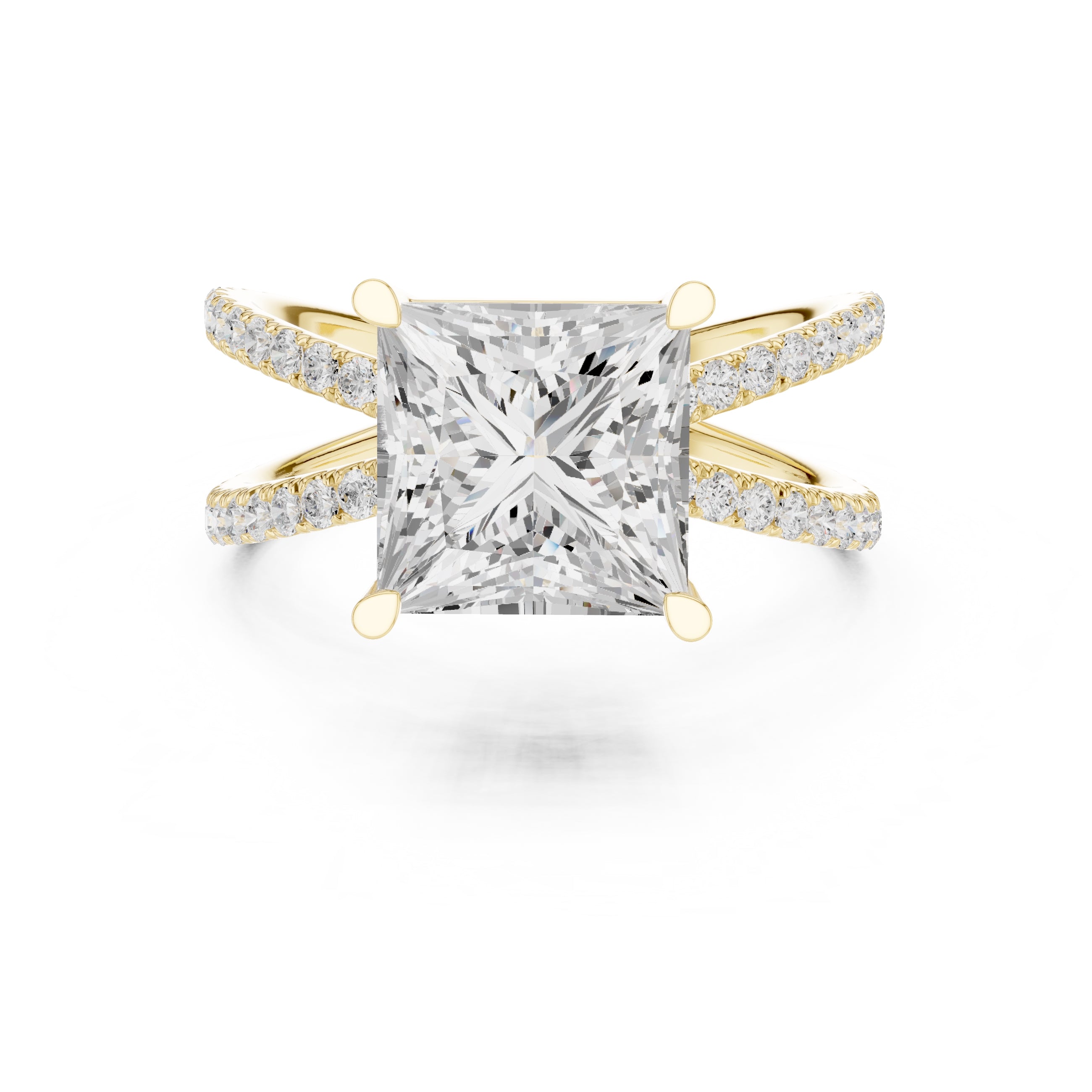 The Entwined Embrace Ring 2.5ct Yellow Gold Princess
