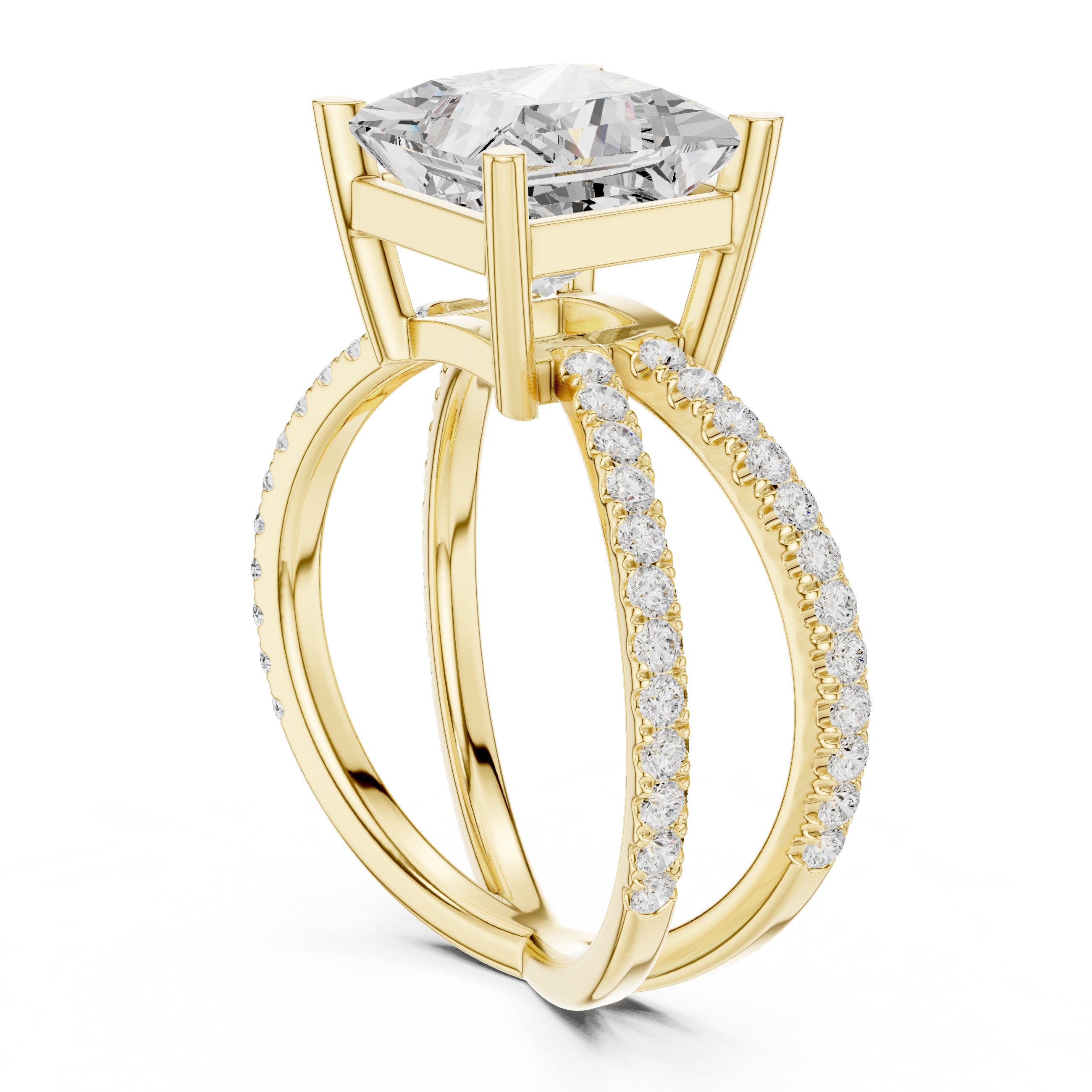 The Entwined Embrace Ring 2.5ct Yellow Gold Princess